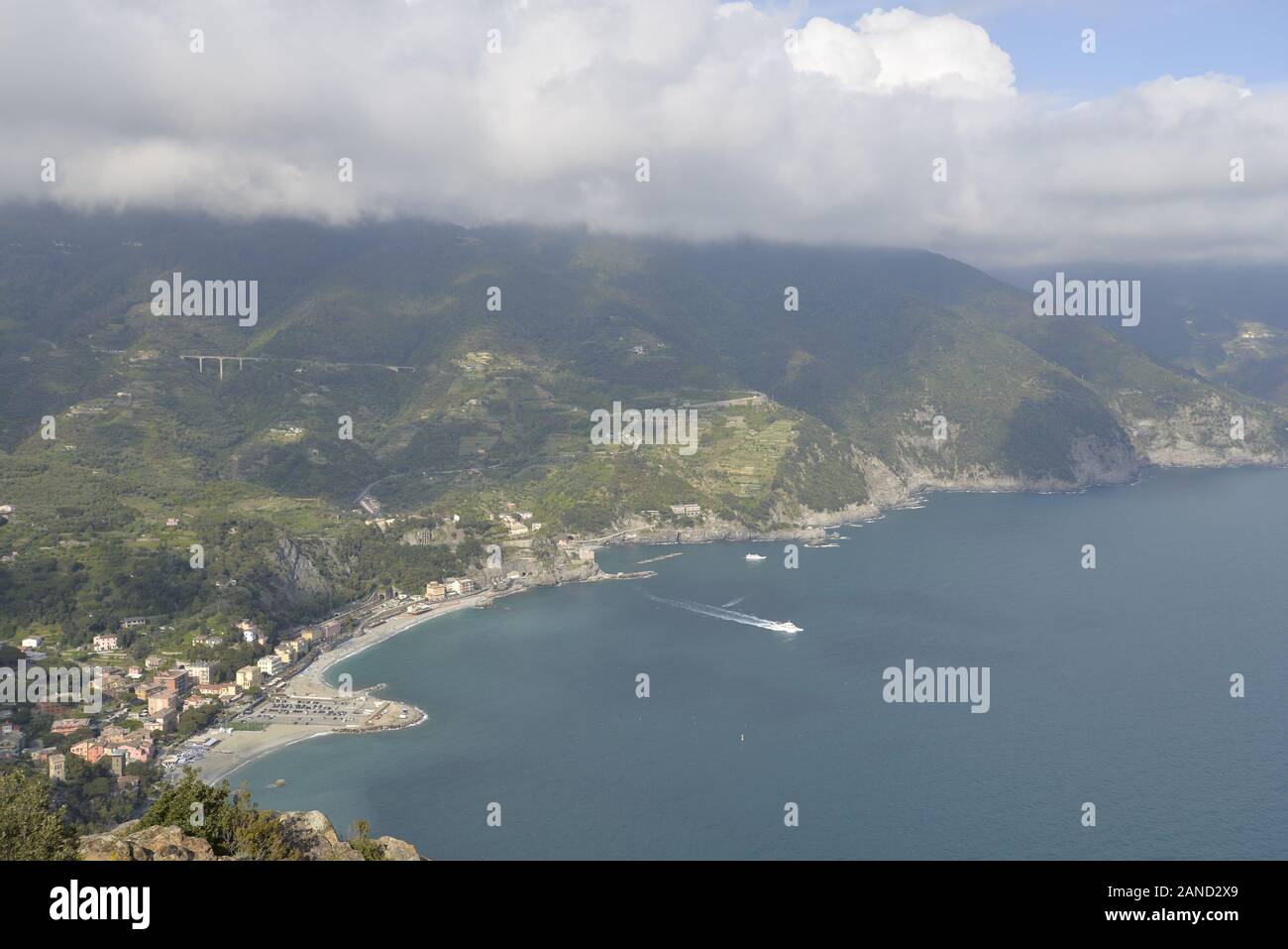 Panoramablick auf den Nationalpark Cinque Terre Stockfoto