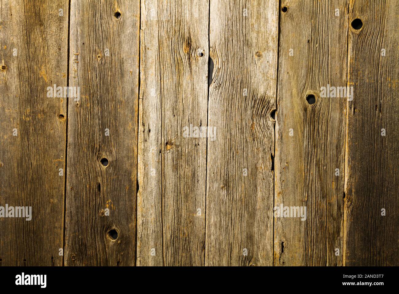 Close-up von texturierten & verwitterten Scheune Holz Abstellgleis Stockfoto