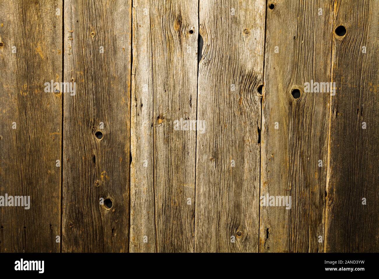 Close-up von texturierten & verwitterten Scheune Holz Abstellgleis Stockfoto