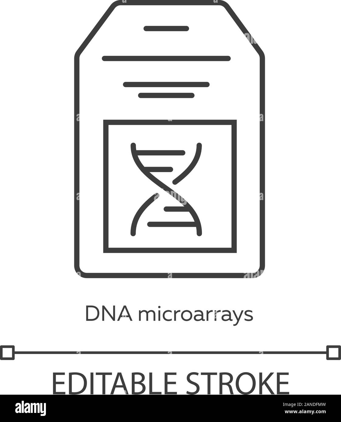 DNA-Microarray lineare Symbol. DNA-Chip. Mikroskopische Chromosom spots Sammlung. Biochip. Bioengineering. Dünne Linie Abbildung. Kontur Symbol. Vektor Stock Vektor