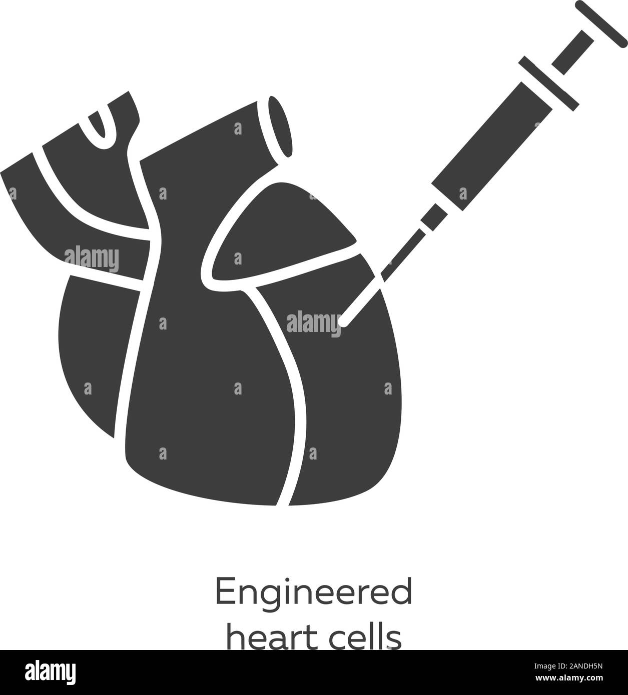 Ausgereifte Herzzellen Glyphe Symbole gesetzt. Human engineered kardialen Gewebe. HECTs. Herz Injektion. Bioengineering. Biotechnologie. Silhouette Symbole. V Stock Vektor