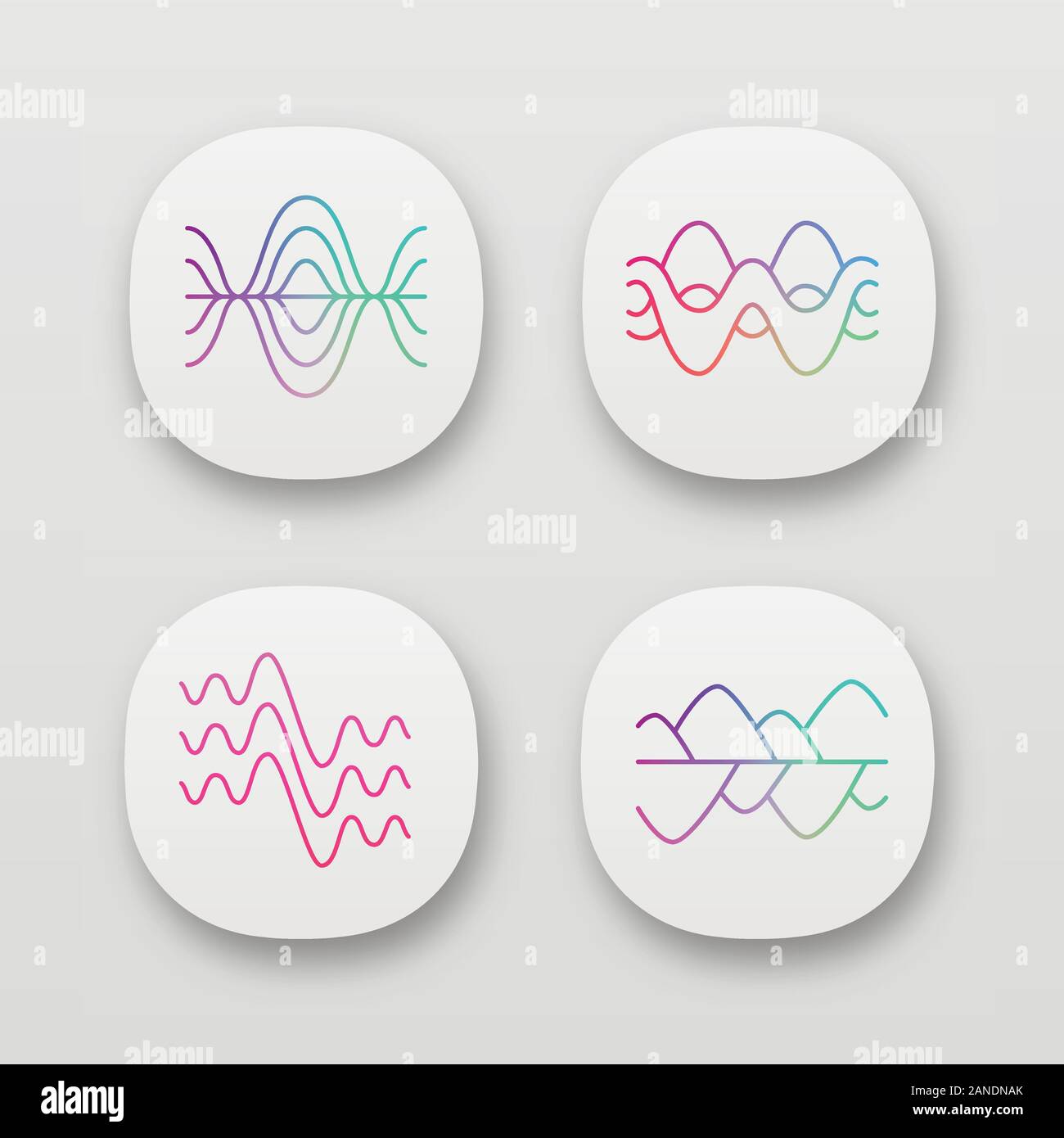 Schallwellen App Icons einstellen. UI/UX-Benutzeroberflche. Vibration,  Gerusche Amplitude. Schallwellen, Digital Waveform. Audio, Musik Rhythmus  Frequenz. Web oder Mobil Stock-Vektorgrafik - Alamy