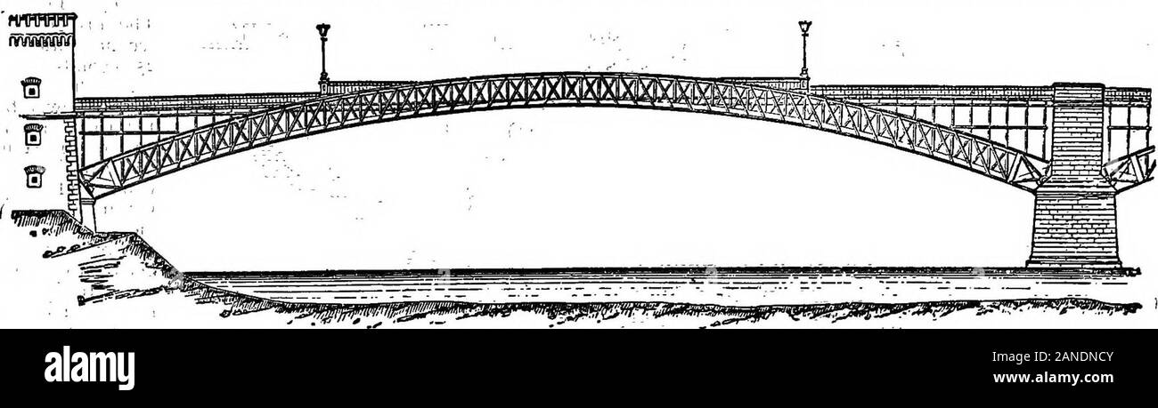 Die encyclopdia Britannica; ein Wörterbuch der Künste, Wissenschaften, Literatur und allgemeinen Informationen. jict. mit einer Gesamtlänge von, 1158 Ft. Ein, Bahnhof 200 m. über dem Wasser. Die Spannweite der centralopening ist 525 ft. Die wichtigsten Rippe sichelförmige 32-8 Meter tief Brücken 543 an der Krone. Rollende Last bei i-2 Tonne pro ft. Gewicht von 727 Tonnen centerspan, ich Die Luiz I. Brücke ist eine Bogenbrücke über theDouro, ebenfalls von T.Seyrig. Dies hat eine Spannweite von 566 Jft. • Gibt eine obere und eine untere Fahrbahn, 164 ft. Vertikal. Die archrests auf Rollen und engsten ist in der Cr Stockfoto