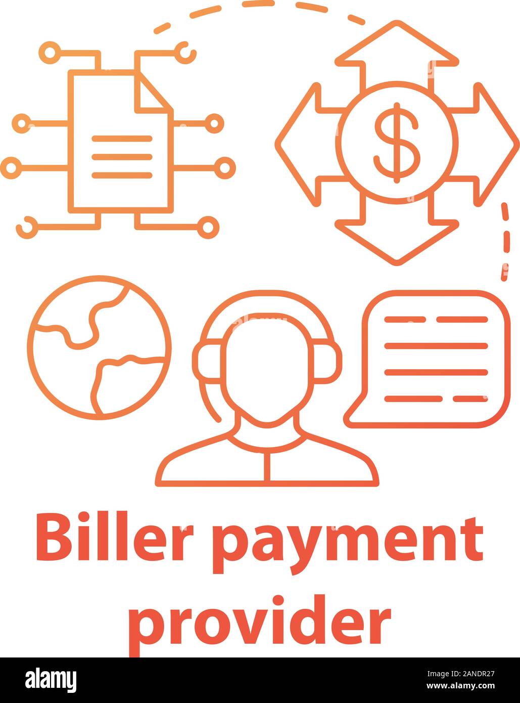 Biller Payment Provider Konzept Symbol. Abrechnung Idee dünne Linie Abbildung. Rechnung zur Verfügung stellen. E-Zahlung für Dienstleistungen. Financial Service. Vect Stock Vektor