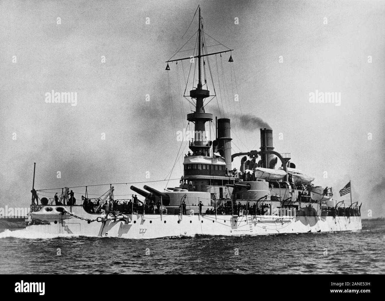 USS Indiana (BB-1) Undatiertes Foto, wahrscheinlich genommen ca. 1895-1900 Stockfoto