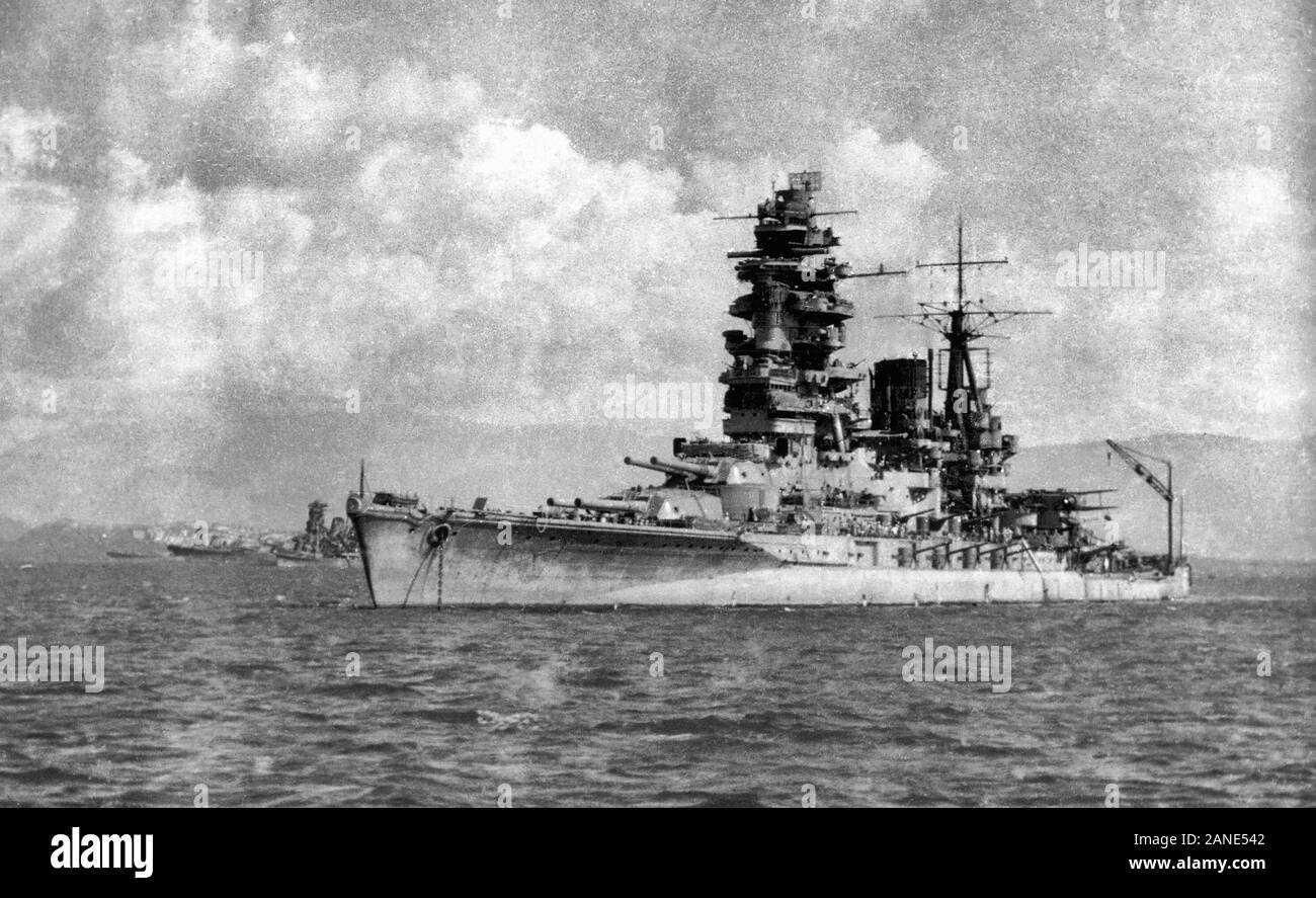 Japanische Schlachtschiff Nagato in Brunei, Borneo 1944 Stockfoto