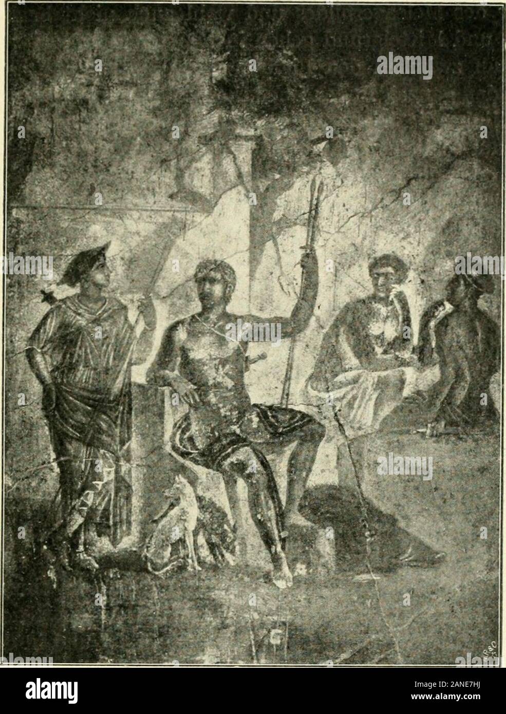 Sterben künstlerisch der pompejanischen Wandgemälde. n Bildern ist folgender Unter-schied: 5/6 dort der Boden, über den die Figuren verteiltsind, sichtbar ist, sind hier die Intervalle zischen den Figurenausgefüllt mit dem Sitz des Meleager, dem Kopf des Ebers unddem Felsen, mit dem Sterben Oheime Artikel. Somit wird der raumfüllenden Raumgleichsam aus Gegenständen aufgebaut. Der Welchesmag Grund of this Art der Darstellung gewesen sein? Ielleichteine gewisse Zaghaftigkeit des Künstlers gegenüber Thunfischwadenfänger Auf-gabe, vielleicht der Einfluß des griechischen Kompositions-Prinzips, der Flächenfüllung Stockfoto