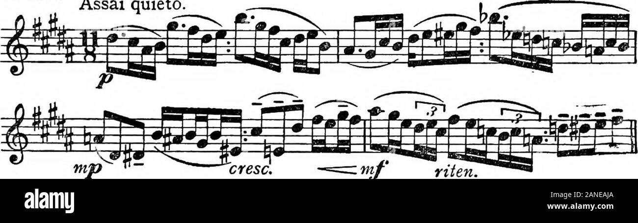 Moderne Harmonie, seine Erklärung und Anwendung. Schiitt hat eine feine Studie für Akkorde in sieben - acht Mal. Karg-Elert teilt eine sieben - vier Mal das Erste von hisLess regelmä- Aphorismem in vier plus drei; doch hat auch alar Zeit köstliche Pastelltönen für die Orgel, die quiteSignatures läuft, ernsthaft in elf - Acht (siehe Beispiel 379), Saint-Saens hat eine Priere in elf - vier, die weniger Venture - einige, und die Idee der kombinierten Zeit - Unterschriften ist eine mereconvenience der Notation. Ex. 379. Assai quieto-KARG-ELERT, Pastell, 0 S. 92, N0l .. Ex. 880 Comodo. =="/Riten. SAINT-SAENS, Priere; 0 S. 7, NP 3. s iteiH m Stockfoto