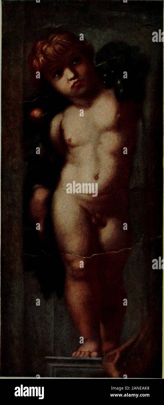 Raphael. executedunder seine Richtungen, als als Master whois zu Verantwortlich für die workingout der jedes Detail in den Arbeiten, die von seinen Bottega mit seinem sanc wereturned-, und unter seinem Namen. Auch in der earlyyears seiner römischen Zeit, comparativelyfew der Altarbilder und Staffelei picturescommissioned von ihm waren völlig Arbeiten seiner Bürste. Im allseits beliebten Madonna della Sedia, an der Pitti Palace, haben wir reine Raphael, auch bekannt als Madonna themasterpiece diFoligno, die für die päpste Platte VII.-Putto mit Kranz das Fresko einer puttOt jetzt gemalt wurde Stockfoto