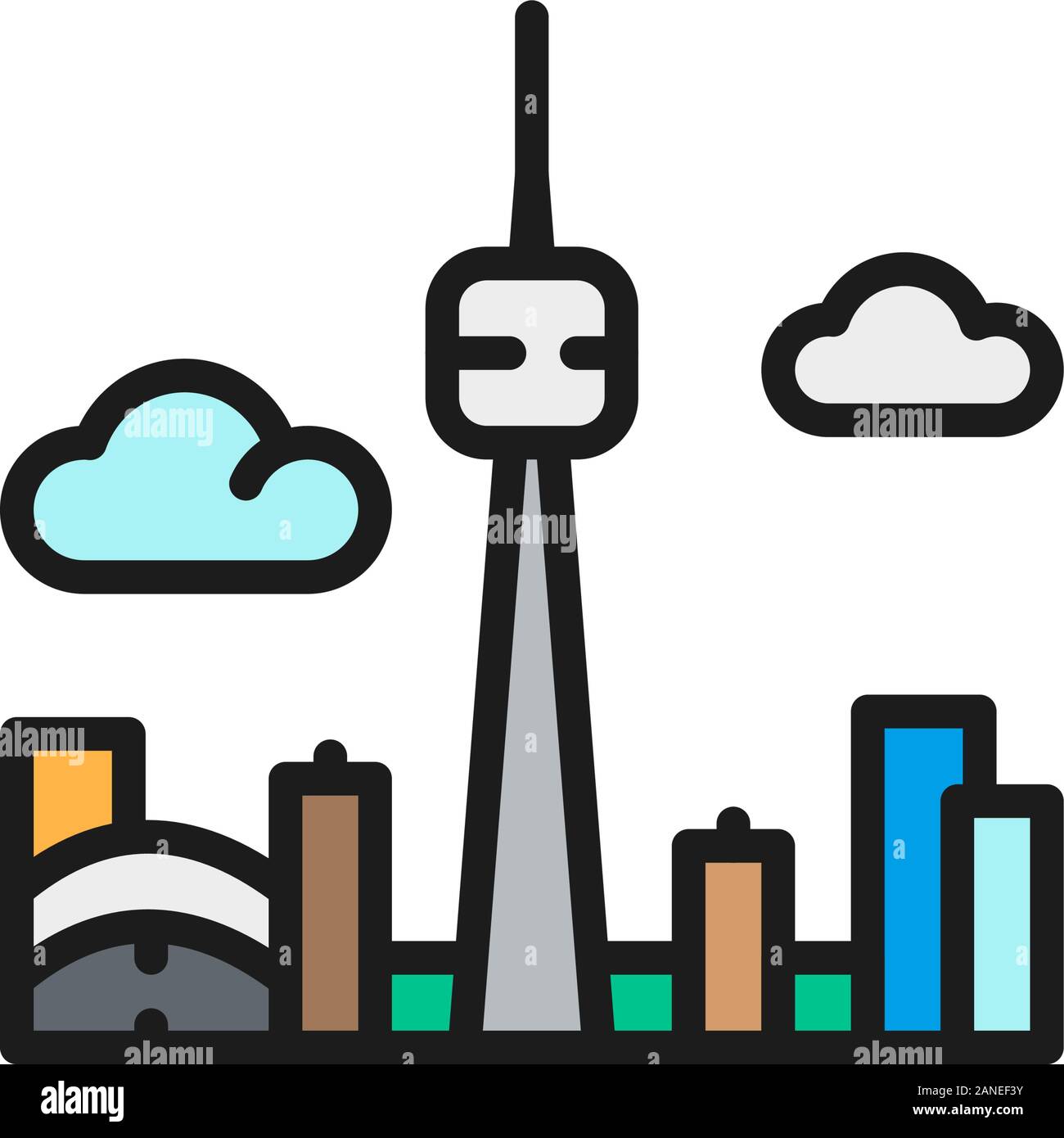 Vektor Toronto Kanada Stadt silhouette Flachbild Color Line Symbol. Stock Vektor