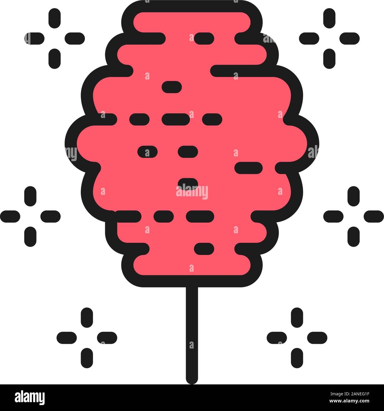 Candy - Glasschlacke, Zuckerwatte flachbild Color Line Symbol. Stock Vektor