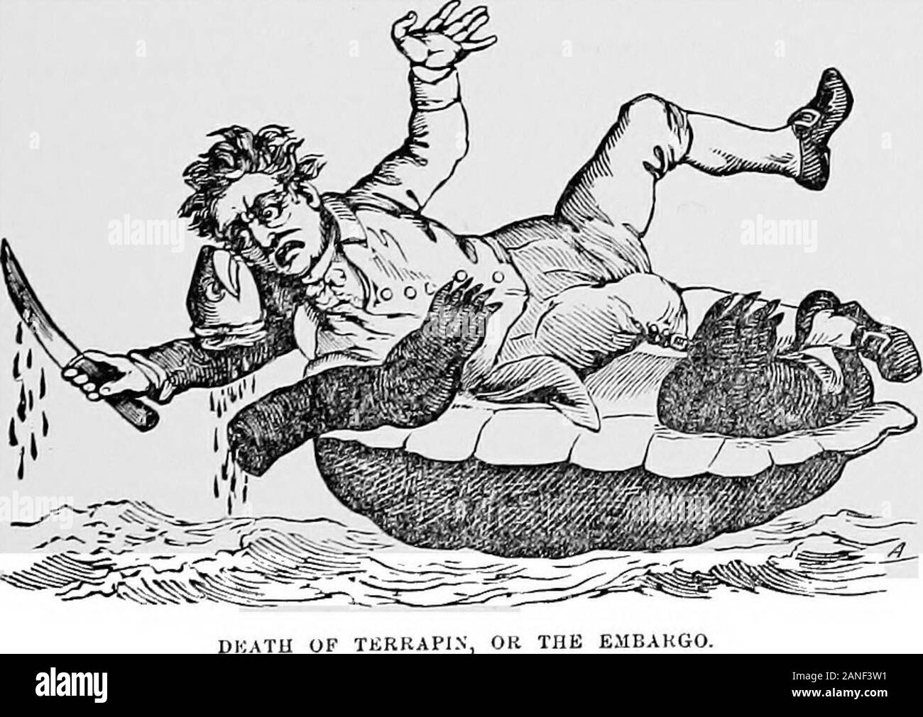 Harper's Lexikon der Vereinigten Staaten Geschichte von 458 A. Dto 1906, nach dem Plan der Benson John De Lossing" basiert. . Eine vertrauliche Botschaft an den Kongress nt (1. April 1812) die Empfehlung der Pas-Salbei eines Rechtsaktes zur Festlegung eines Embargos für sixtydays. Eine Rechnung war, dass effectby Herr Calhoun eingeführt, von South Carolina, die whichprohibited Segeln ofany Schiff für jede ausländische shipswith foreignport, ausgenommen solche Ladungen, wie sie an Bord der whennotified handeln. Thebill verabschiedet (6. April) und wurde rasch eine zusätzliche followedby Handeln (April 14) das Verbot der Ex-portations durch die Lande von Gütern o Stockfoto