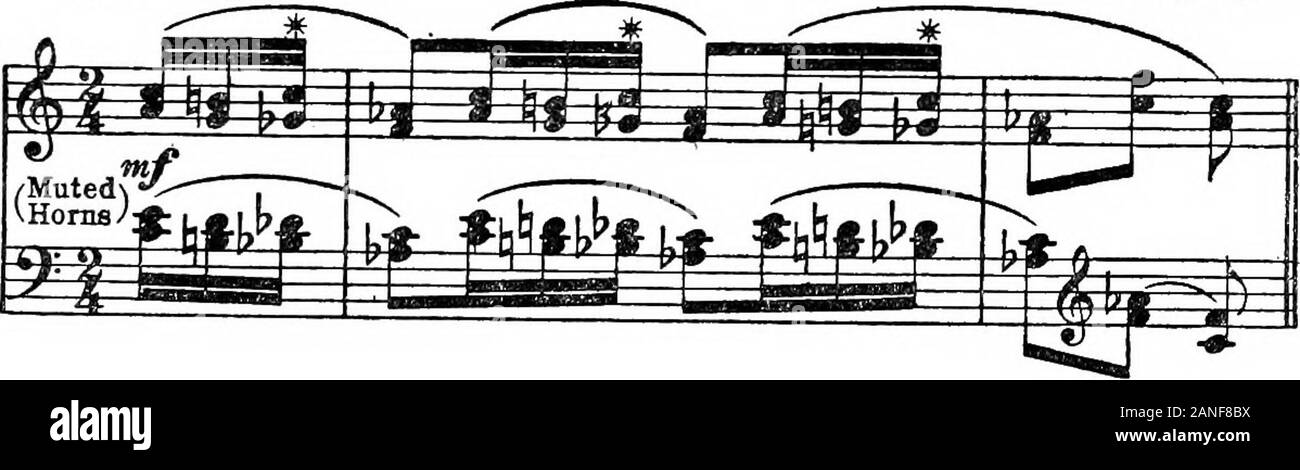 Moderne Harmonie, seine Erklärung und Anwendung. Ex. 266. Sehr lebhaft. STRAUSS/Till Eulenspiegel. Die Verwendung von aufeinanderfolgenden Six-fours in EachmaninofPs song, Six-Fours^^^™ Pl 6 267, wo er durch einen pedalabove und Pedal unten begleitet wird, ist diatonisch, wie auch in der thecase Albanesi Sonata. Ex.267. Lento. " (Voice) P RACHMANINOFF, der ChildrenOp. 26, 9, 7 N. (Voice) ES^, L, K. Ich l^^ Ffi "Wie von t.en um Mitternacht in Tagen längst geflohen. f f- J! ^^i.W°j 2 Ich. ^ i - 1 r122 MODERNE HARMONIE Ex. 268. . ,/J.Andante. (J: 68.; 8C ALBANESI, 5. Sonate. Stockfoto