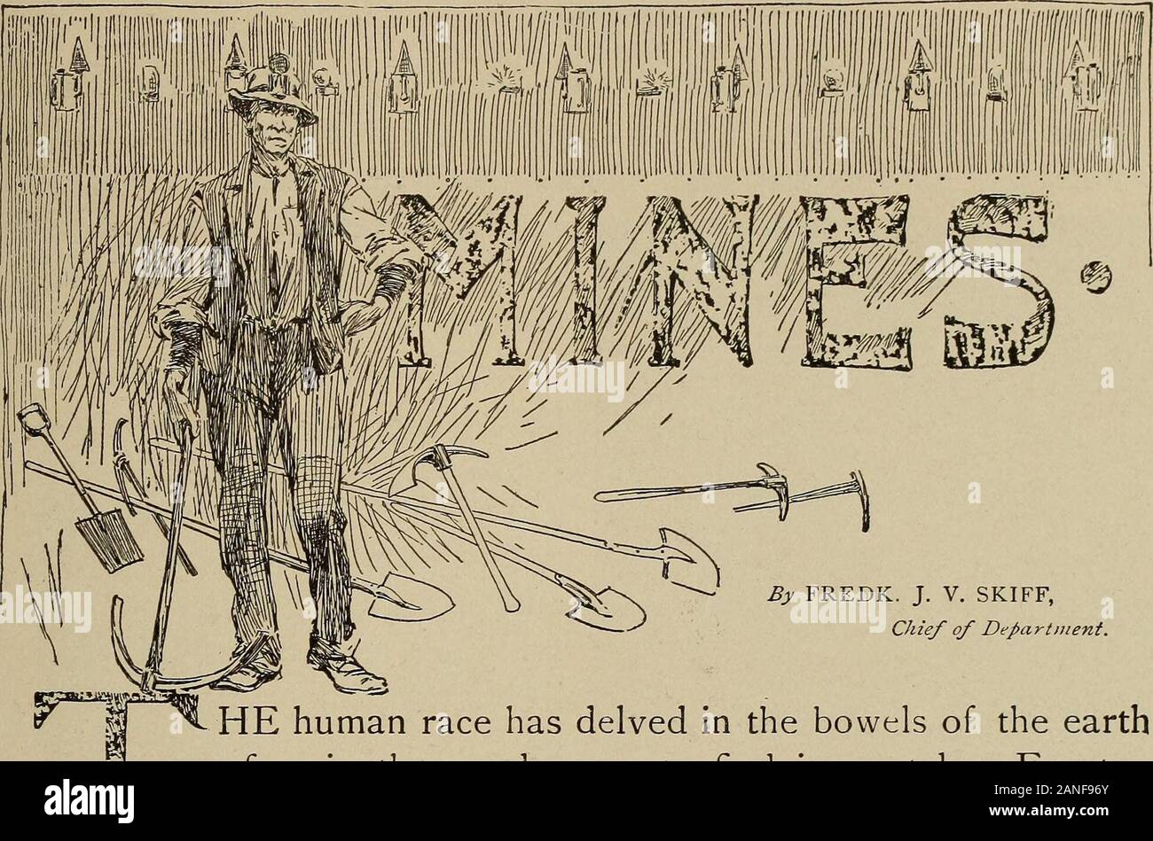 Der World Columbian Exposition, Chicago, 1893. Von FREDK. J. V. SKIFF, Leiter der Abteilung. Er menschliche Rasse hat in den Eingeweiden der earthfor Slx "tausend Jahre forschte die Metalle zu finden. Für tencenturies Ausstellungen haben einen Teil der historyof Menschheit gewesen. Noch während dieser langen Zeit theWorlds kolumbianischen Exposidon ist das erste zu aner- Nisieren in einer auffälligen Weise die wunderbare Entwicklung von Denbeiden verwandter Industrien, Bergbau und Hüttenwesen, oder die Tatsache, dass grundlegende werden Sie zu Tausend und ein ramifying Kunst unddie Triebfeder der materiellen Fortschritt. Die Designer der Fai Stockfoto