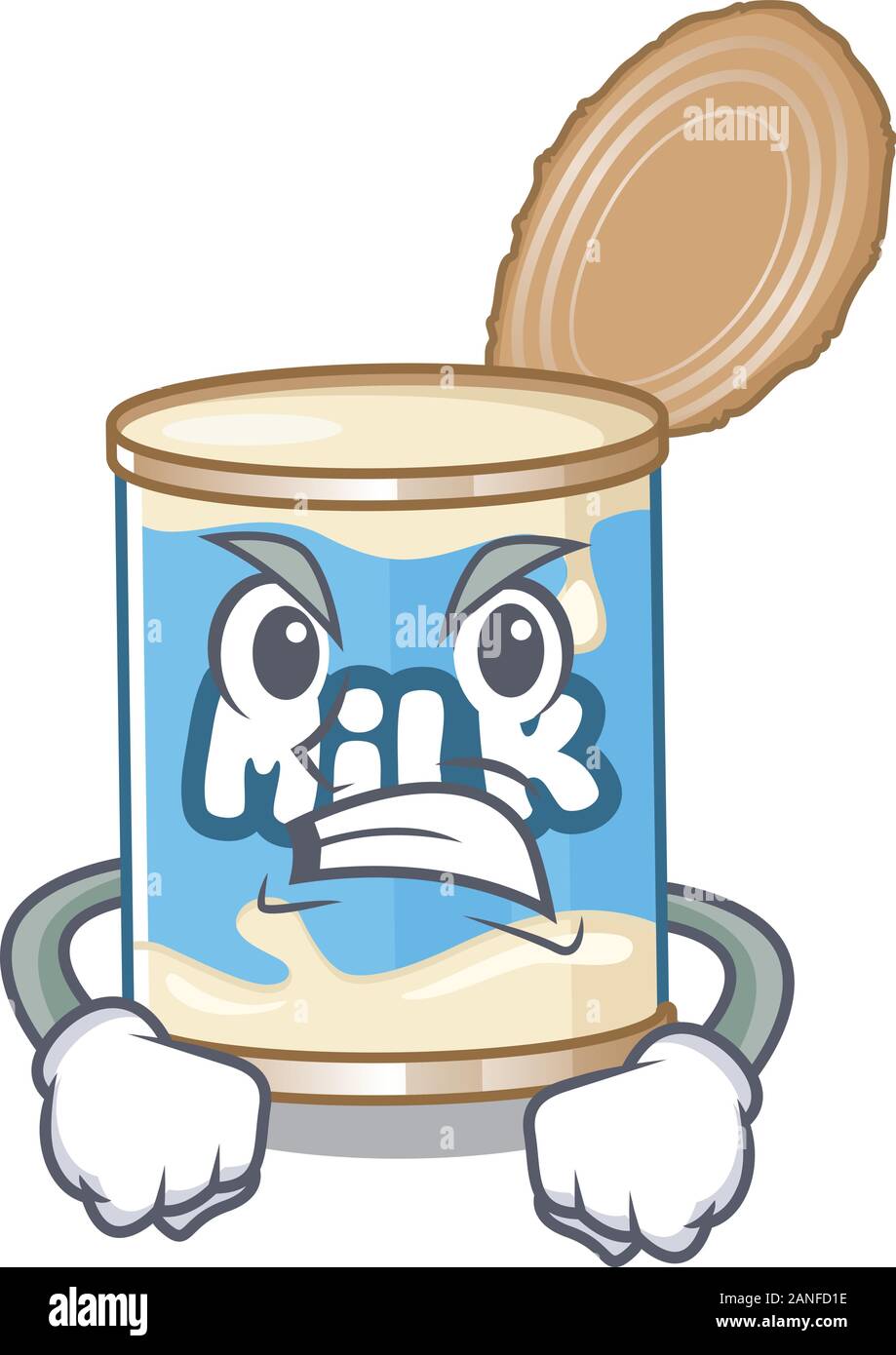 Kondensmilch Cartoon Character Design In Wutend Das Gesicht Stock Vektorgrafik Alamy