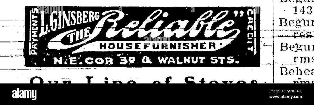 1903 Des Moines und Polk County, Iowa, Stadt Verzeichnis. e Hof av. npp Kft-Jj 77.jp prln RpTiton^ Suhool. bds 1157 o-Hof-av. RppRon Martha A, Tchr West High School, bds ld 32-18 Th. Beeson Wm, cutter C C Woofen Mühlen, -^- j^ iFi Tlih * Ilias::? =": - ffl fV Beezlev Türkis, Jbd s" 1521 llth^ Beezley Charles T,? Agt HAUPTSTADT CO, Res 1521 11. Beezley Mary J (wid Wm), BDS- e-Washington. av. - - -?-. Bpggs. Elizabeth (wid RobertJEX, BDS3409 Bowman..... Beggs Wm S. Elektriker Tri - 5., BJectric Co, BDS3409 Bowman (H-P-)-. Begluml Edward, bkpr, Res 3215 1 st. Beguin Eugene, bds 1022 Grand av. Beguin Je Stockfoto