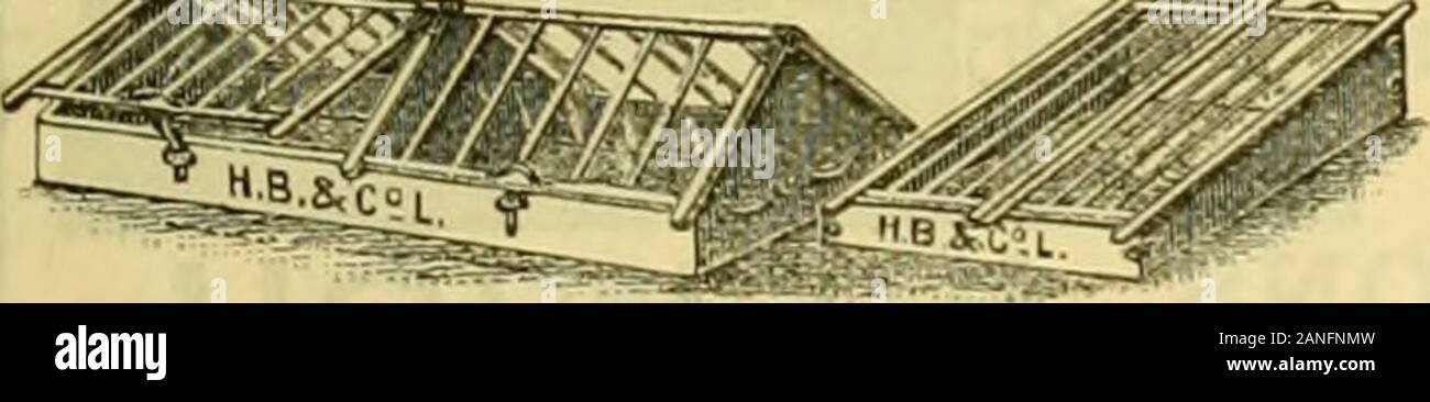 Die Gärtner' Chronik: Eine wöchentliche Illustrierte Zeitschrift über Gartenbau und verwandte Themen. Dieses Gewächshaus errichtet Ami beheizt, in jedem Teil des Landes, besten Materialien onlv. workmanshipguaranteed. 25 ft. bis 12 ft., £ 0,50; 30 ft. bv 15 ft., 70 £. Mauerwerk vorbehalten. Für Einzelheiten, siehe unseren Katalog, post-frei. Superior tragbaren Rahmen große Lager für den sofortigen Einsatz bereit, gut gemacht, lackiert vier Schichten, gla/ed mit 21-oz. Glas, Franko: - 1 - Lieht Rahmen, 4 x 6, 36 s. 64.; leichte Rahmen, 6X8, bis. ; 3-Light Frame, 12x6. 85. 6&lt;/. Span-Dach Frames, 12 x i, £ t7s auf. 6&lt; w.; 9 x 5 Stockfoto
