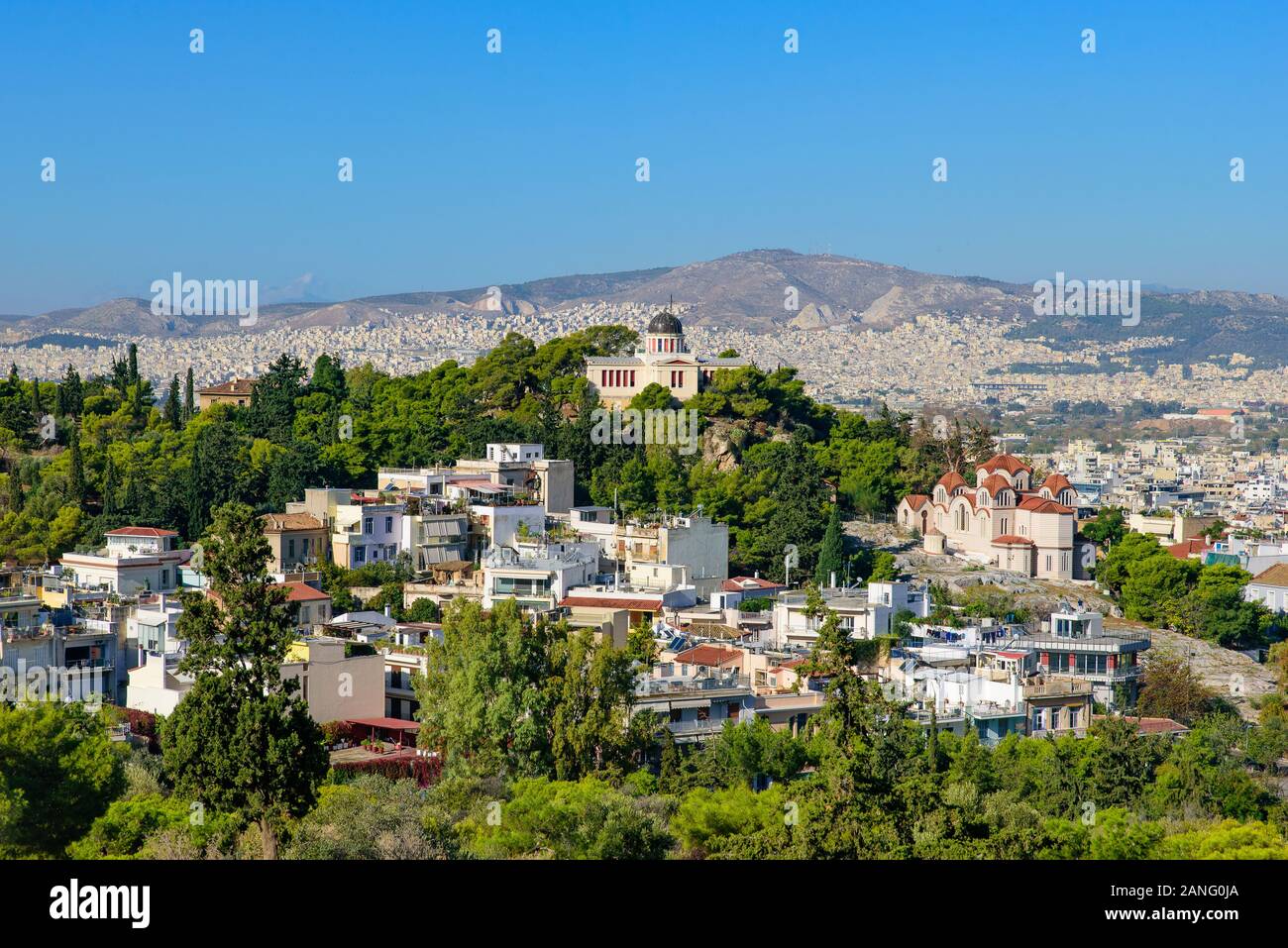 Ansicht der Stadt von Athen, von der Akropolis in Griechenland Stockfoto