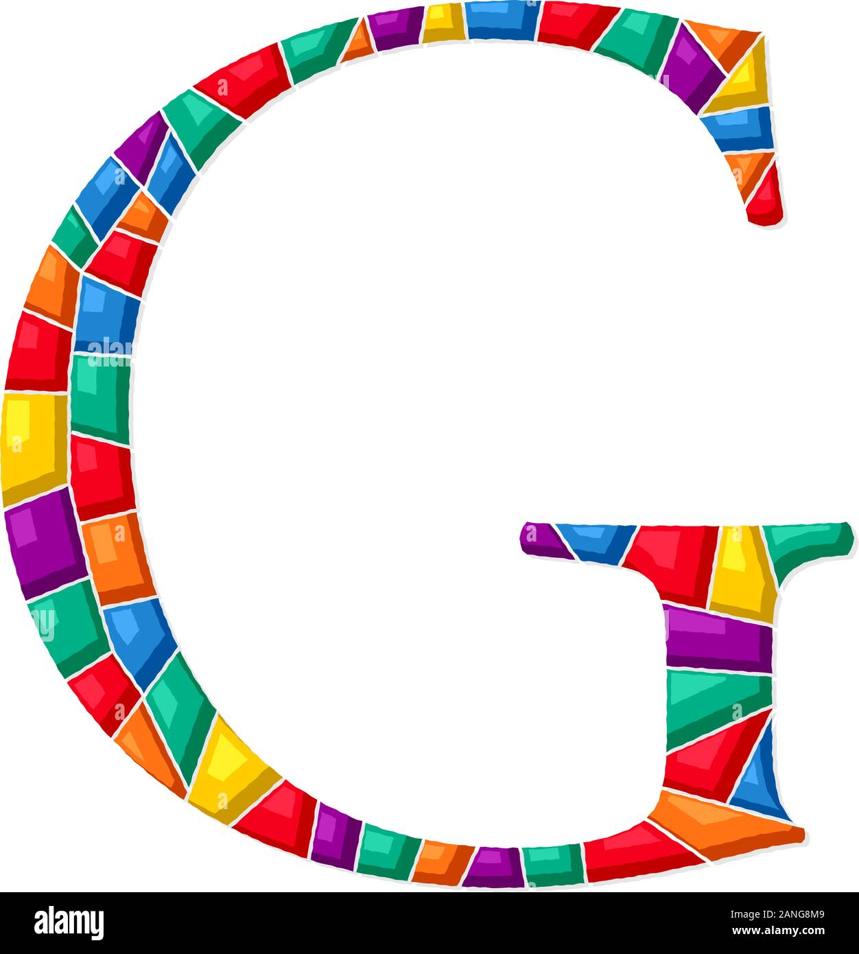 Buchstabe G vector Mosaikfliesen Zusammensetzung in den Farben auf weißem Hintergrund Stock Vektor