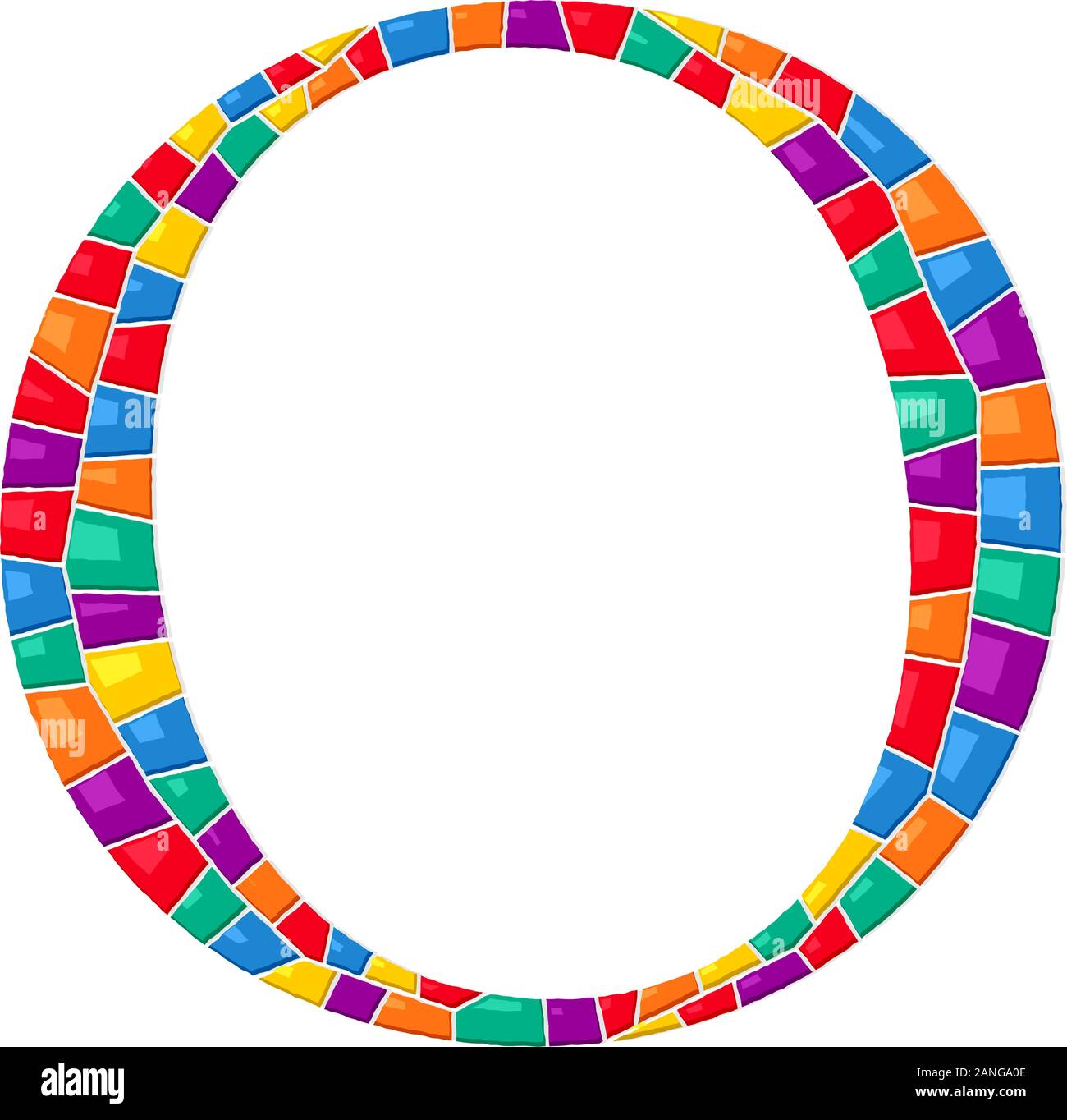 Buchstabe O vector Mosaikfliesen Zusammensetzung in den Farben auf weißem Hintergrund Stock Vektor