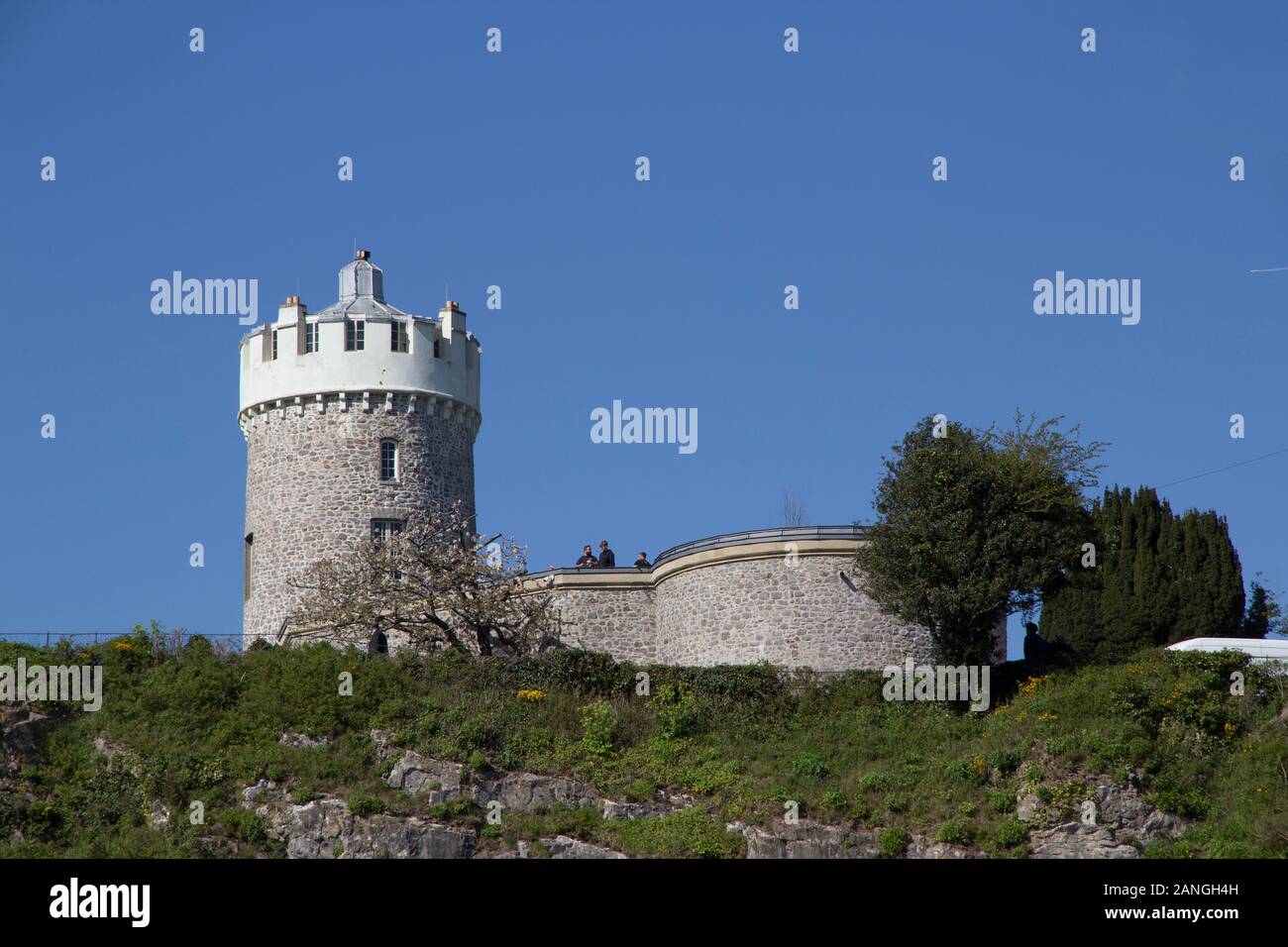 BRISTOL, Großbritannien - 8 April 2019. Clifton Beobachtungsstelle ist eine ehemalige Mühle, die heute als eine Sternwarte, auf Clifton Down entfernt, in der Nähe der Clifton Suspensio Stockfoto