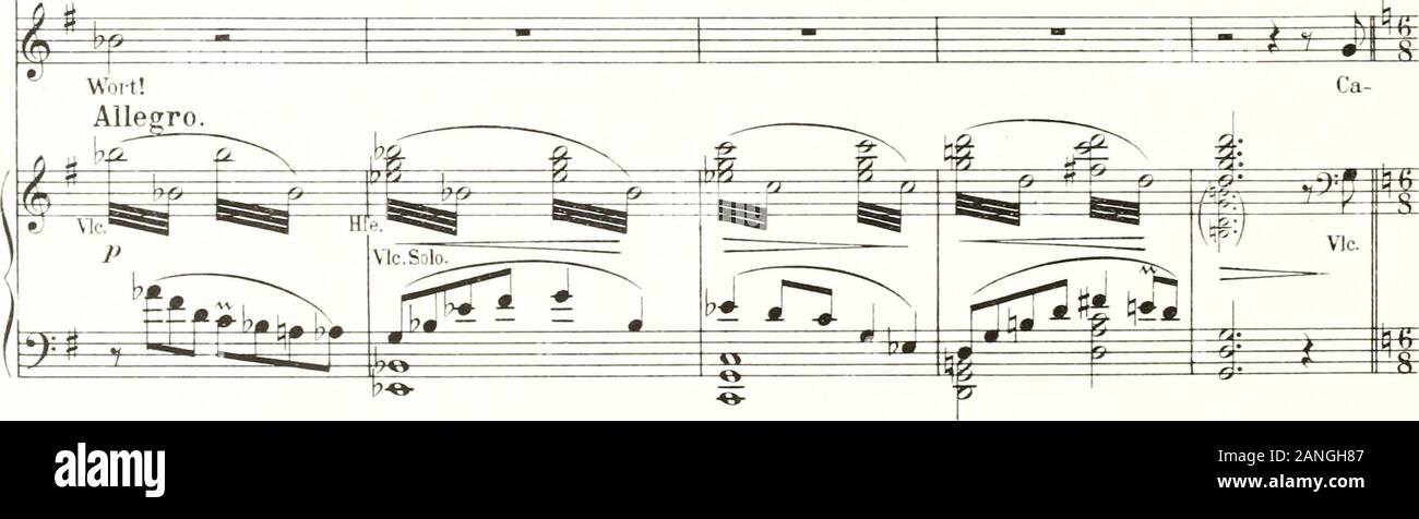 Die ideale Gattin: Operette in drei Akten. Ich meno. Pablo (Carola, die eben in der Höhle Musiksaion treten wird, zurückhaltend;. * P f p i f JTJ* i-1 i" fr PW *#*Ca-ro-la. Höch - renSie! Ach. Nur ein - - • - • - - • -^? Sei-te-ner Kunst-ee=4 naß winkt jP MTT # heu-te uns noch zum Schluß! Ol r p r t t*s Sei-te-ner / erhalten um Nuß winkt-fe-heu-te uns noch zum Schluß! ? * $ = $*+* ¥ = ¥? Meno c^-s3^S R^£/ 4^B * ff s £ Pk. iH - Herr * Allegro. Carola. 4 * - * Leszek Baraniec p p t r Pir r t M-ej^p-in Doch bit-te recht schnelLderm ich wird nichts ver-Säu- nien vonSaitrewskis Spiel!. D. in 5105. 143 Anim Stockfoto