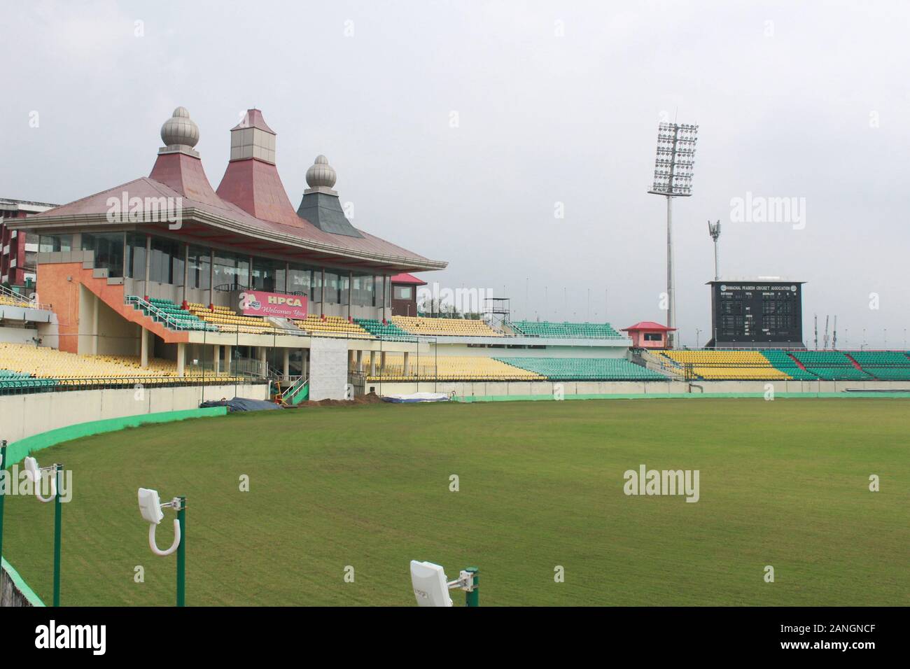 Himachal Pradesh Cricket Association Stadium, Dharamshala, Indien Stockfoto
