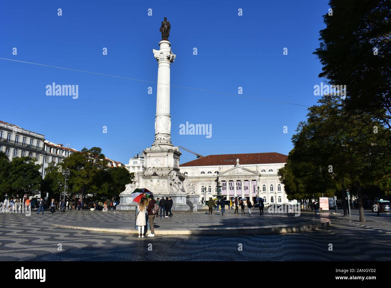 Säule von Pedro IV, Platz Pedro IV, auch bekannt als Rossio-Platz, Lissabon, Portugal Stockfoto