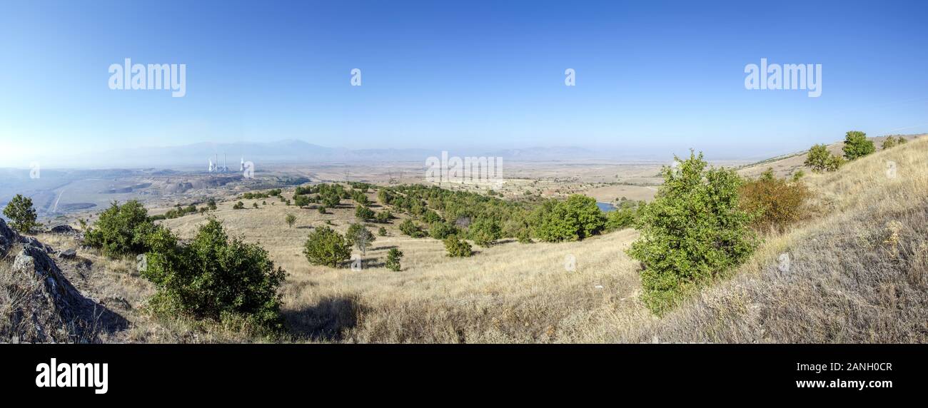 Kota 1050 (Höhe) in der Nähe von Bitola, Mazedonien - WW 1 Lage - Panoramaaussicht Stockfoto