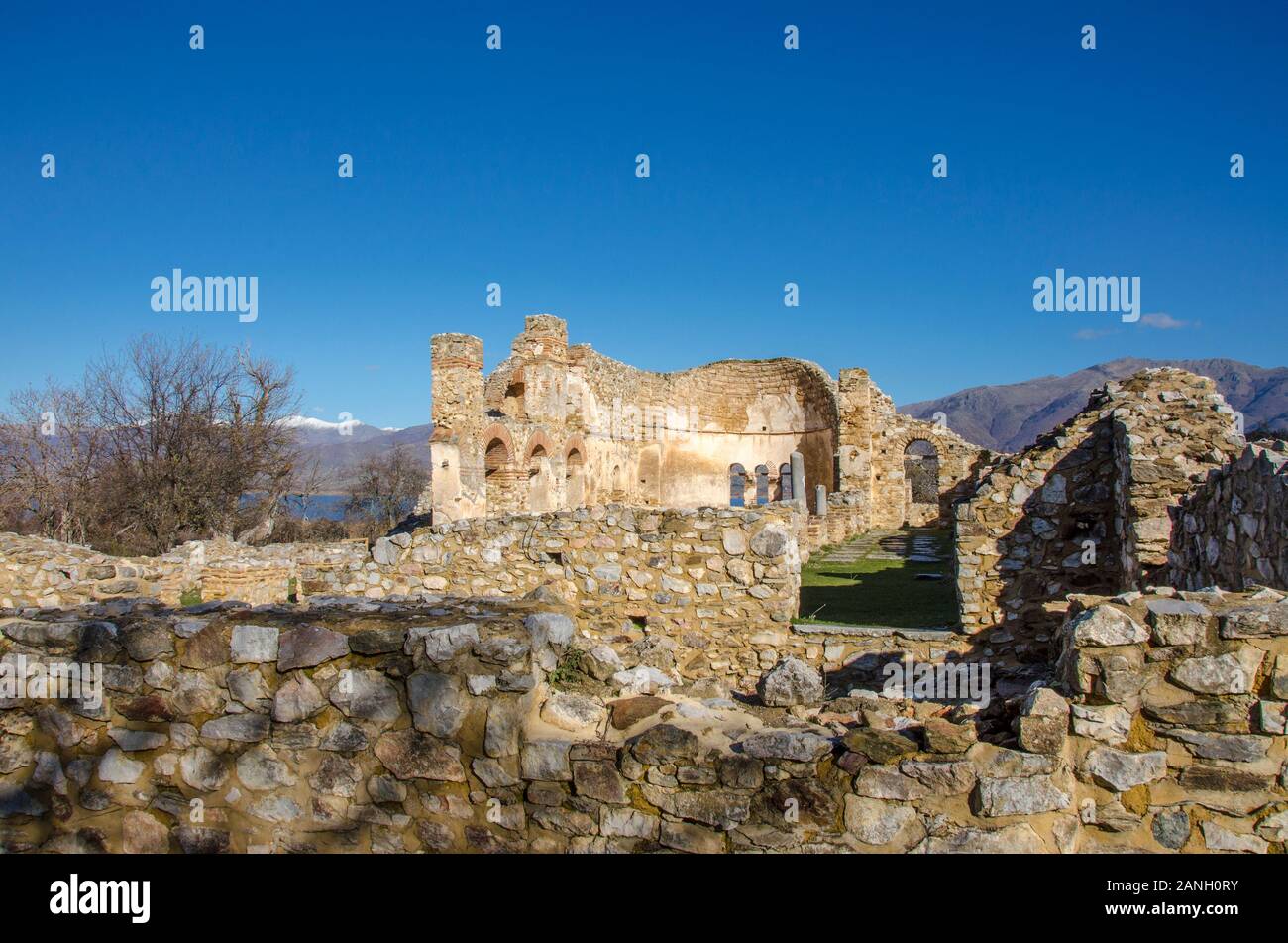 Heiligen Achillios Basilika, Βασιλική Αγίου Αχιλλείου, Agios Achillios, Florina, Griechenland Stockfoto