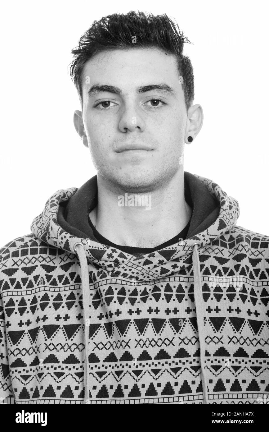 Porträt der jungen gutaussehenden Mann hoodie tragen Stockfoto