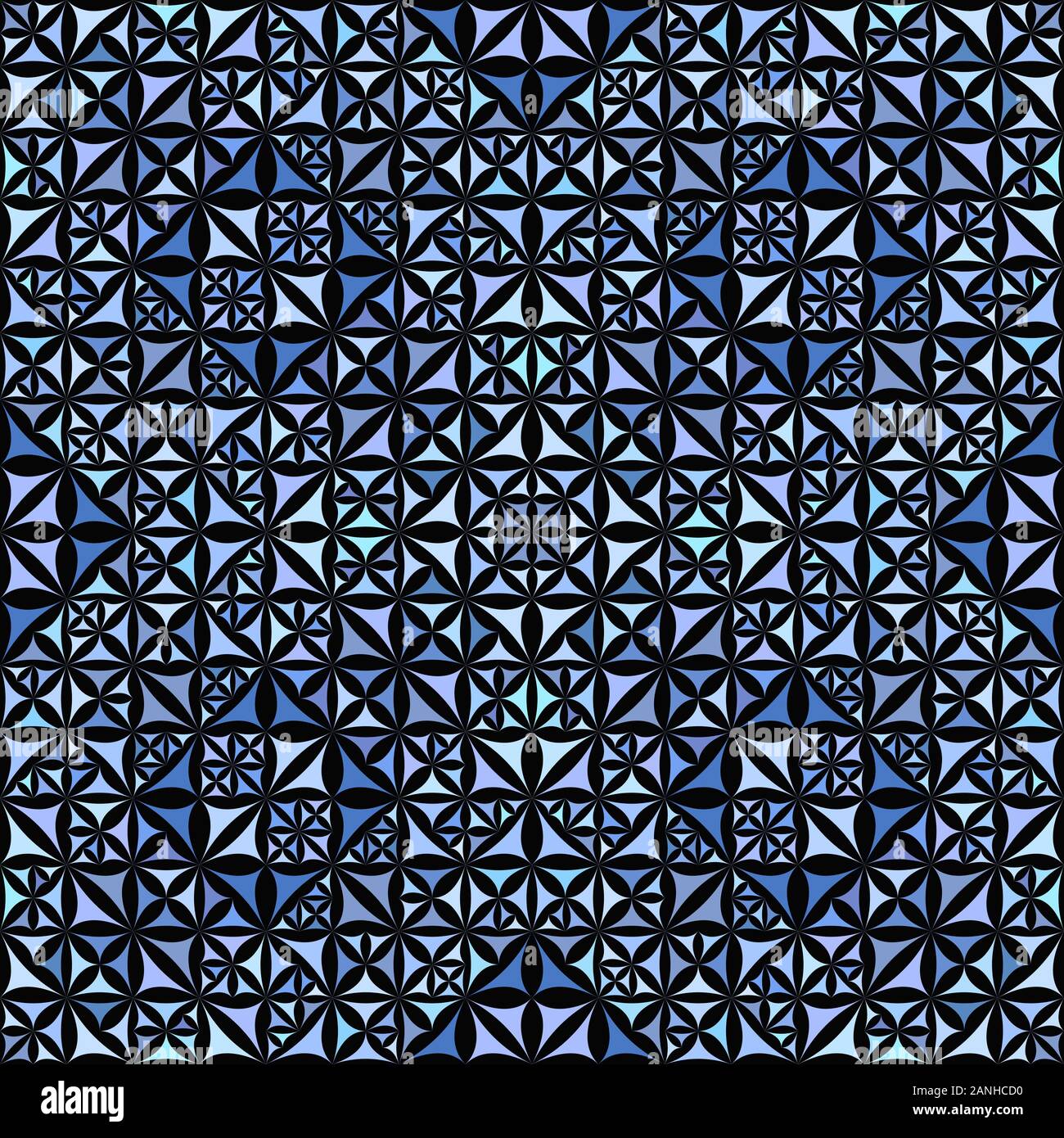 Blau nahtlose Abstrakt geschwungene Dreieck Mosaik Kaleidoskop Tapete Muster - Tribal vector hintergrund abbildung Stock Vektor
