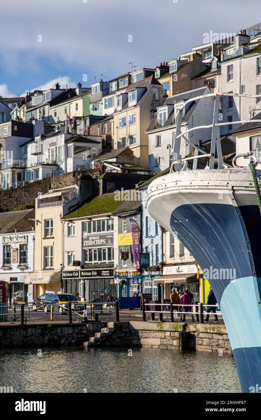 Brixham ist ein kleines Fischerdorf und eine Gemeinde im Bezirk von Torbay in der Grafschaft Devon, im Südwesten Englands. Fischereiflotte, Stockfoto