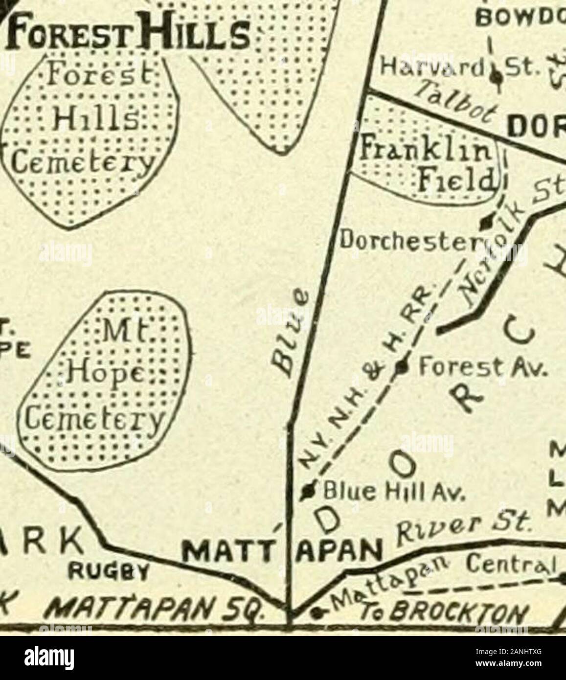 Trolley Reisen durch New England. . AihdldFoYesVfcWsK ri^ LArbOr £ tvm/#f0RE 5 THlLLS •* ^ / V ^&gt;/rosunoale WESJyROXBURY; prmg 7R" Bur&gt; *n Bellevue&gt;&gt;/WaterTowerB-steinigen tfBrooX HYDC PAR KV MAtt P § P°* Clarendon, Lns RusS^^. , C "Mi TUNNEL 8. sro*s. v, NV-5 URFACE HILL^ Angriff Gemeinden", "- ** QUADRATE KÖNIG ist fSN*/... RAILR 0 AD5 Stockfoto