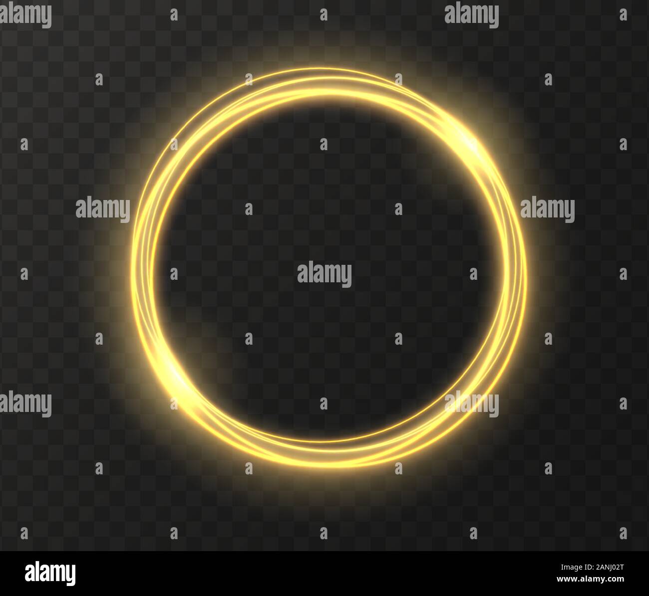 Golden leuchtenden Kreis auf transparentem Hintergrund isoliert. Yellow Magic Ring Lichteffekt. Stock Vektor