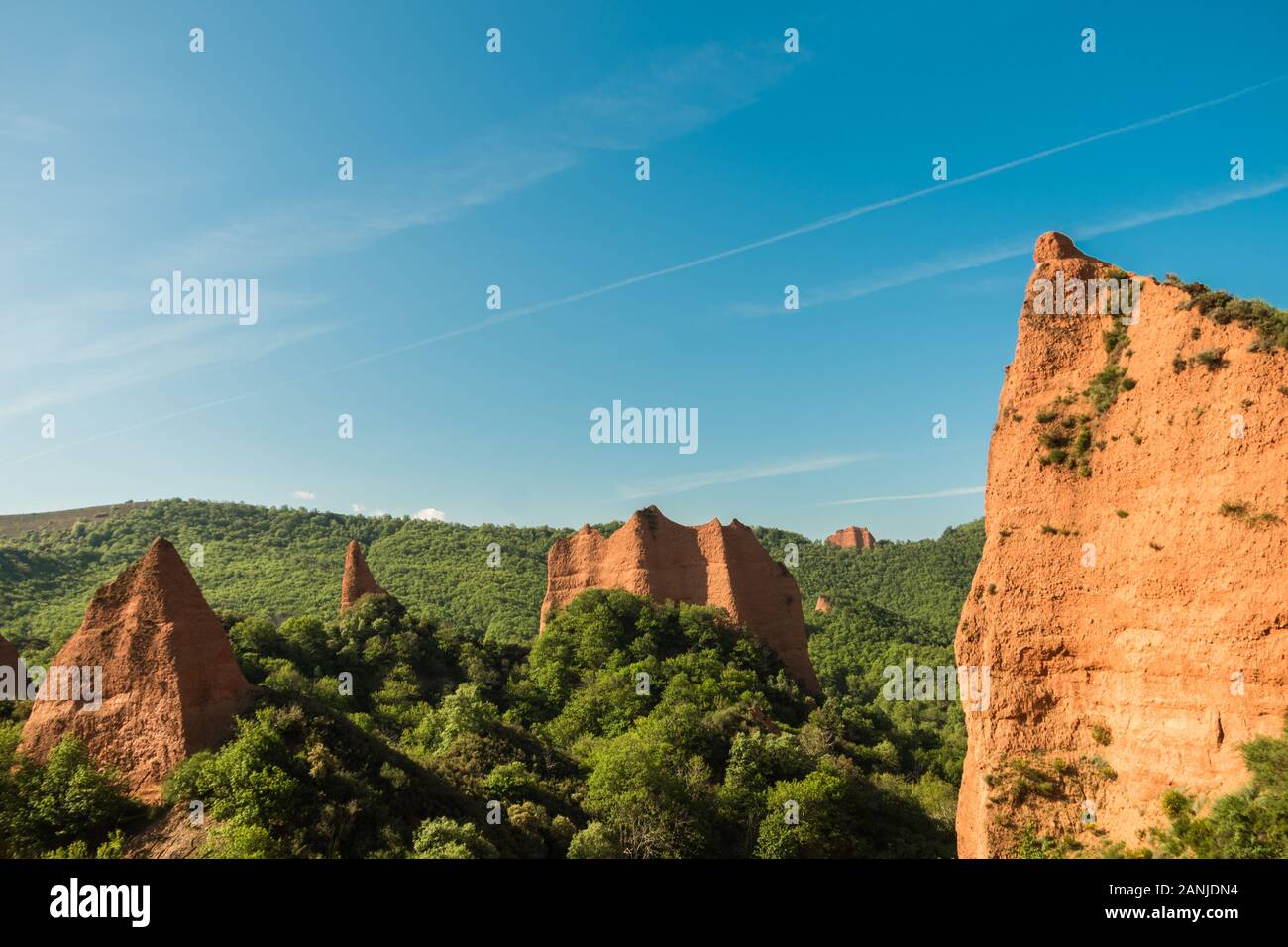 Blick auf die Berge von Las Medulas, einem Weltkulturerbe Stockfoto