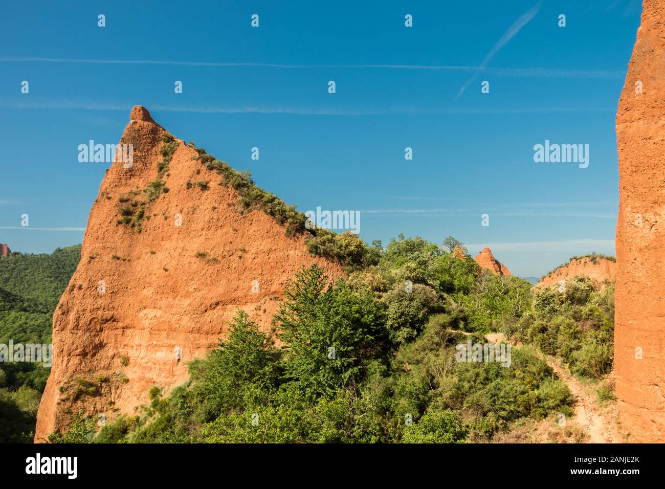 Blick auf die Berge von Las Medulas, einem Weltkulturerbe Stockfoto