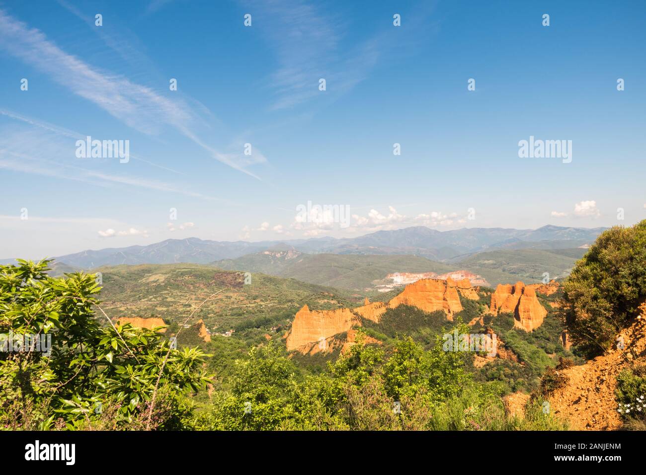 Blick auf die Berge von Las Medulas, einem Weltkulturerbe Stockfoto