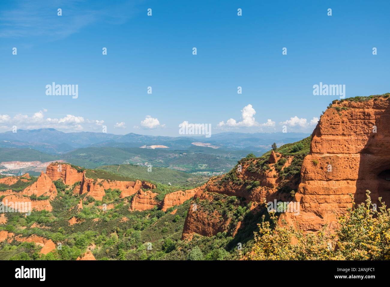 Blick auf die Berge von Las Medulas, einem Weltkulturerbe Stockfoto