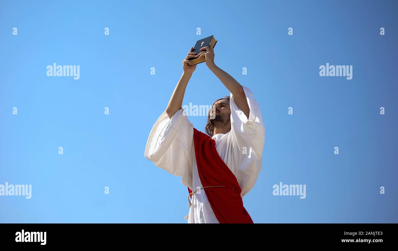 Prediger die Bibel in den Himmel, Warnung über das zweite Kommen, Neues Testament Stockfoto