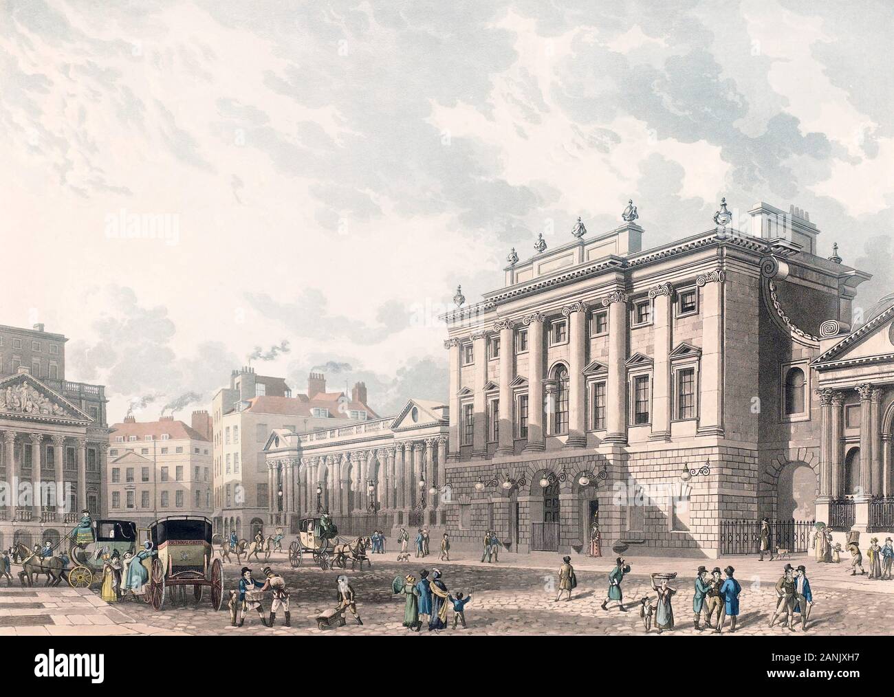 Ein Blick auf die Bank von England, London, Anfang des 19. Jahrhunderts. Von einem kupferstich von Daniel Havell datiert 1816, nach Thomas Homer Hirte Stockfoto