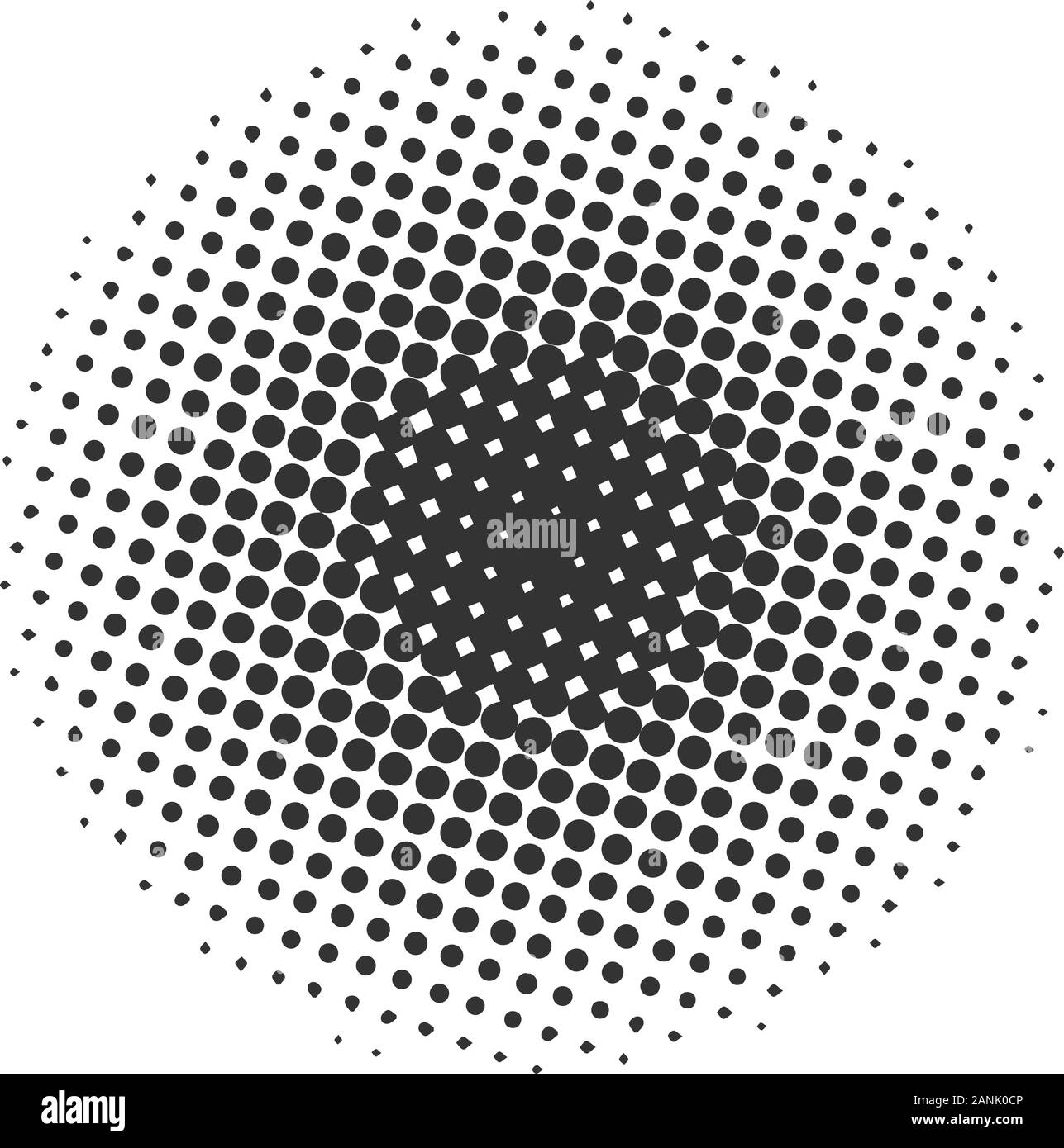 Halbtonpunkte radial Hintergrund schwarz und weiß Eps 10. Stock Vektor