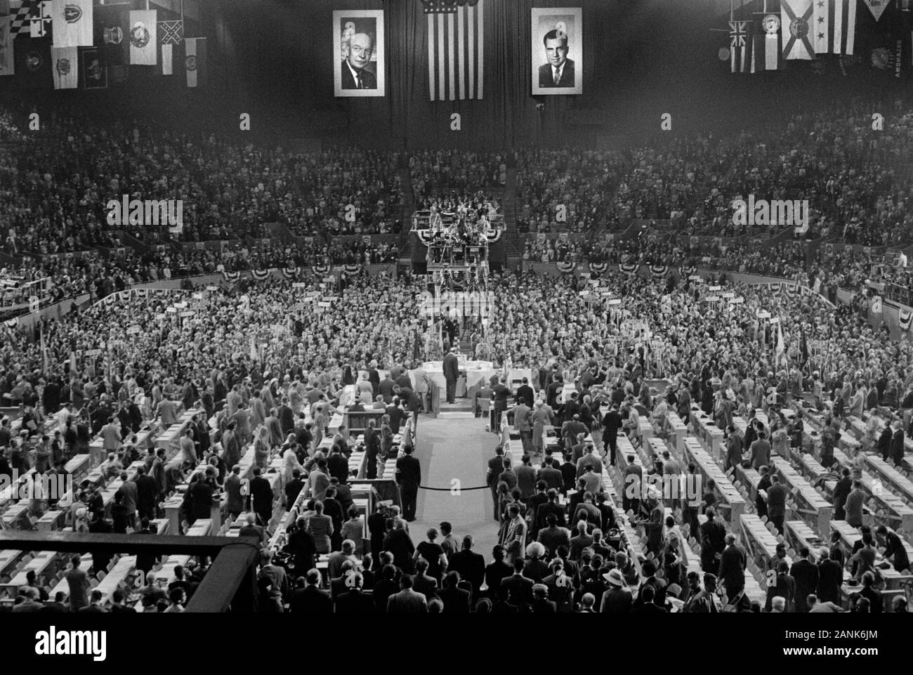 Allgemeine Ansicht der Convention Hall, Republican National Convention, Cow Palace, San Francisco, Kalifornien, USA, Foto: Thomas J. O'Halloran, August 1956 Stockfoto