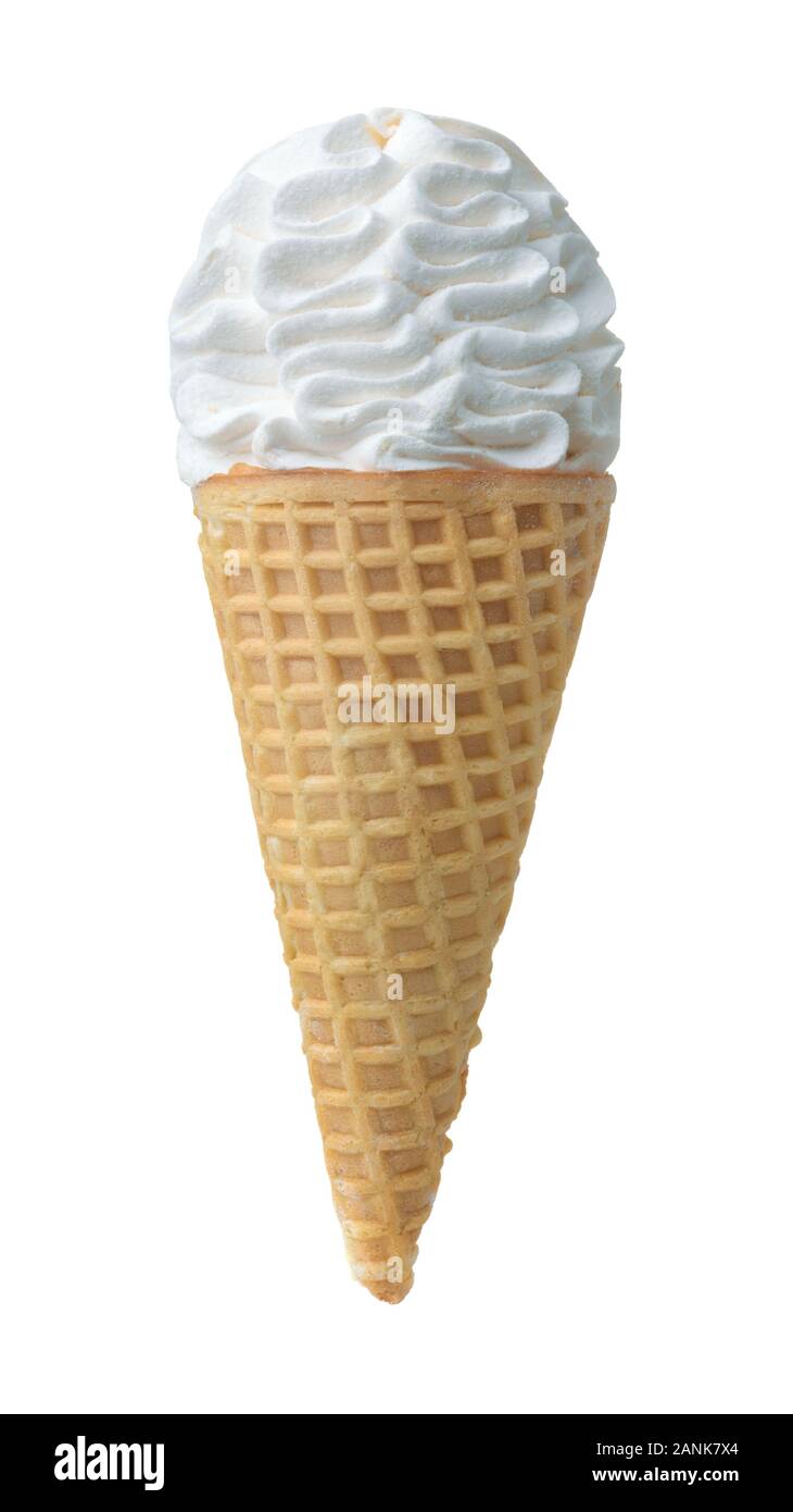 Vorderansicht des Ice Cream Wafer Kegel isoliert auf weißem Stockfoto