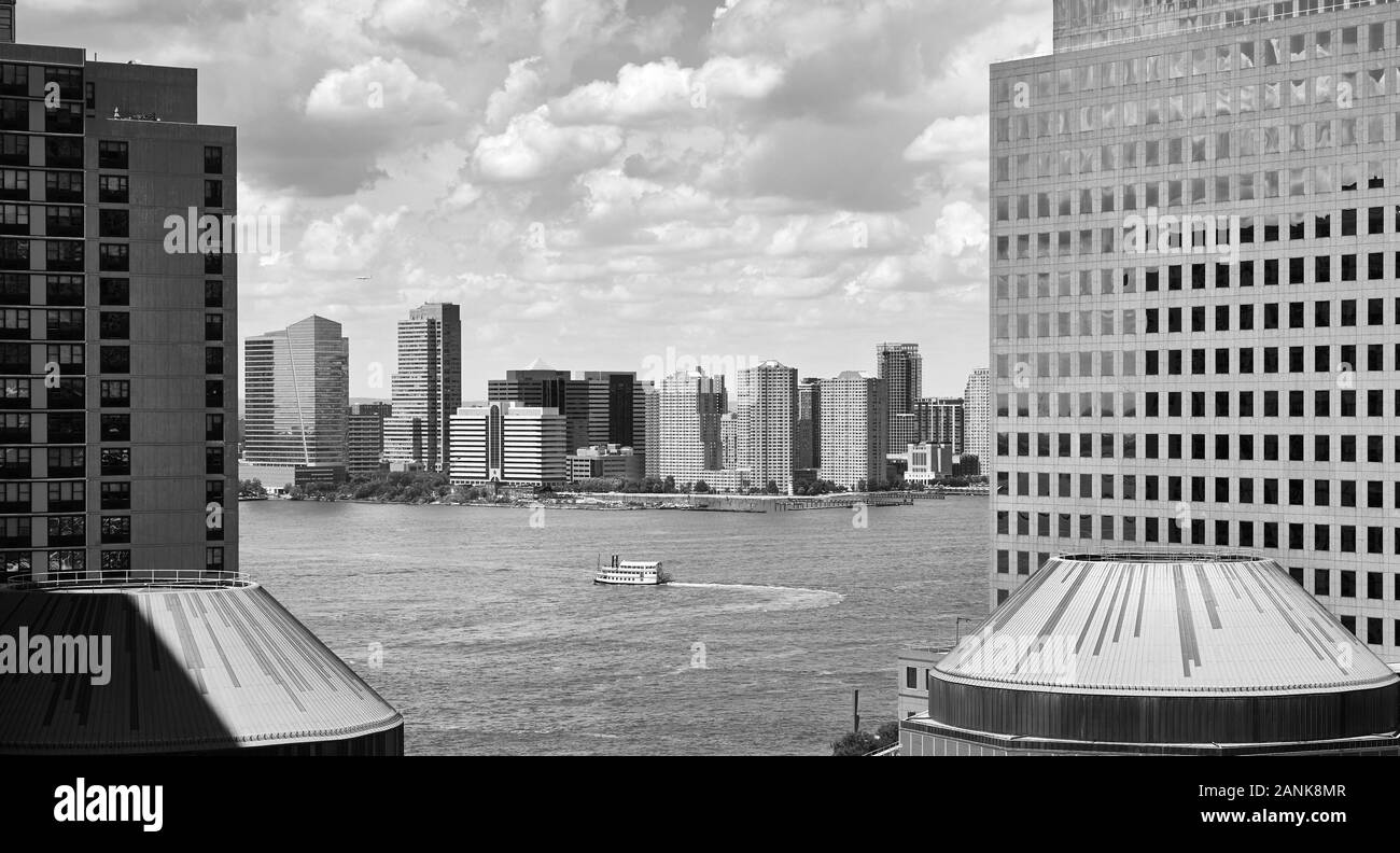 Jersey City von Manhattan, USA gesehen. Stockfoto