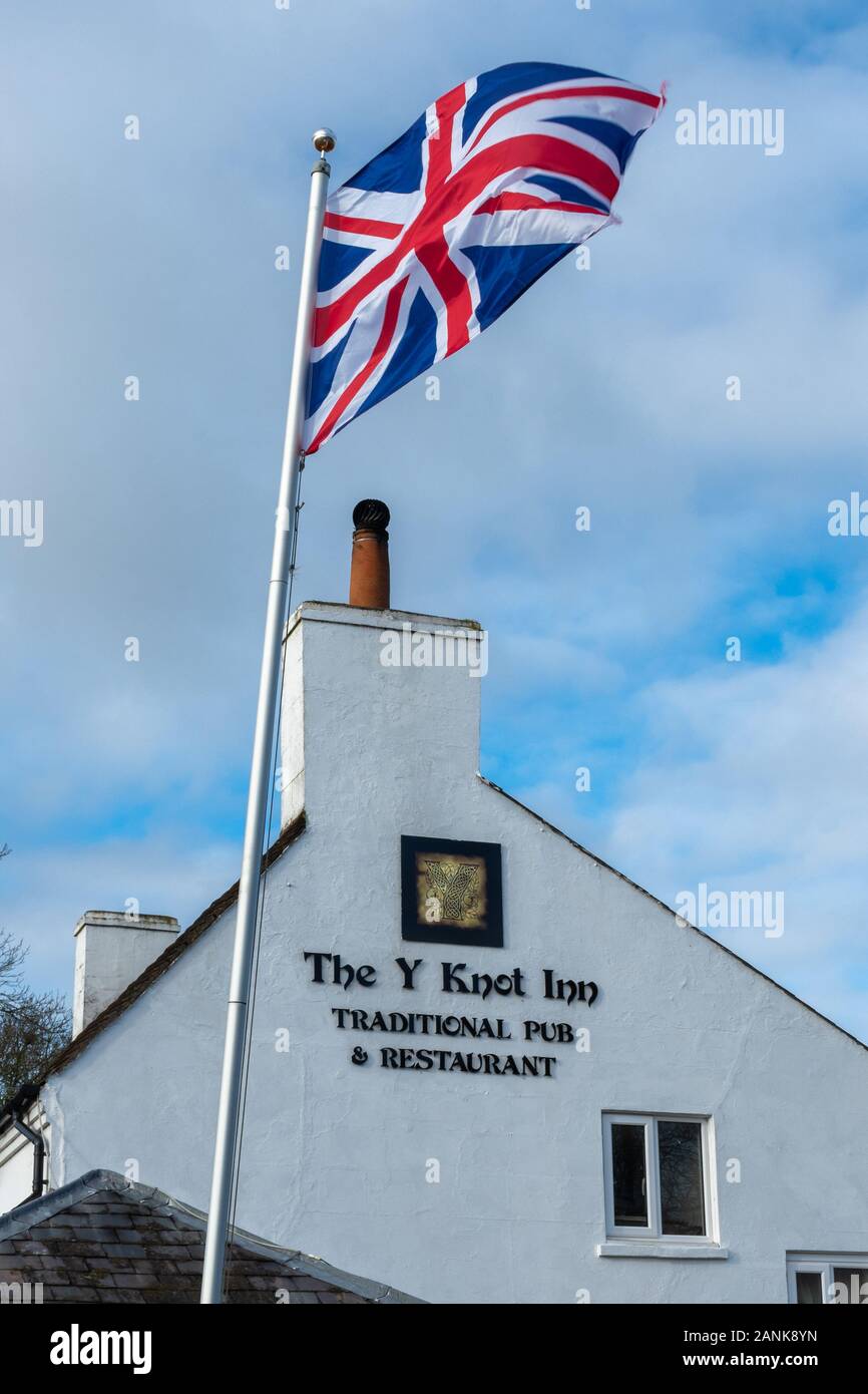 Die Y-Knoten Pub und Restaurant (Public House) in der Nähe von Old Basing, Hampshire, UK. Ungewöhnliche pub Name. Stockfoto
