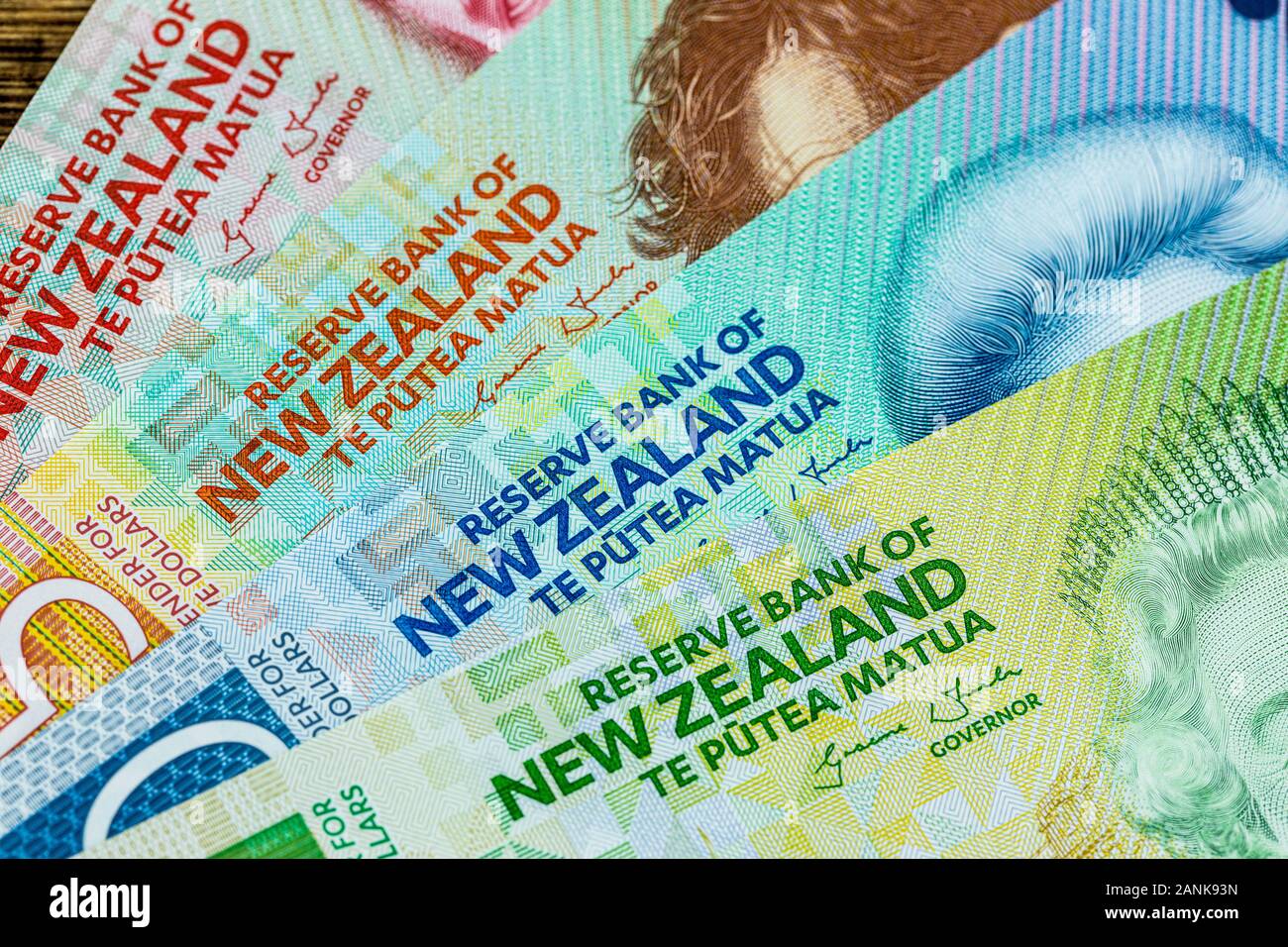 New Zealand Dollar Papier Banknoten Stockfoto