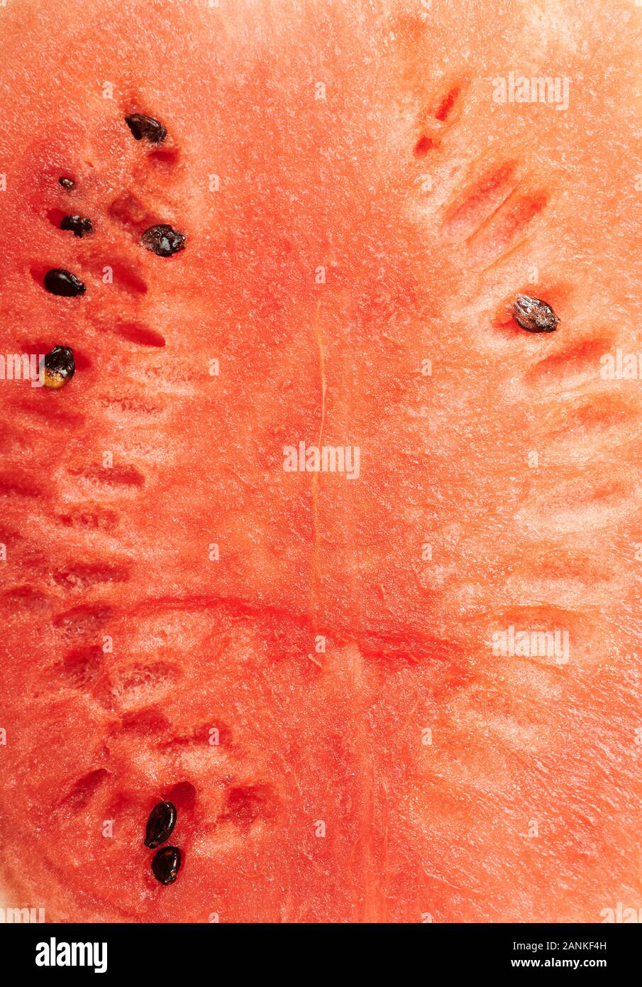 Textur der frische Wassermelone Schnitt mit wenig Samen Stockfoto