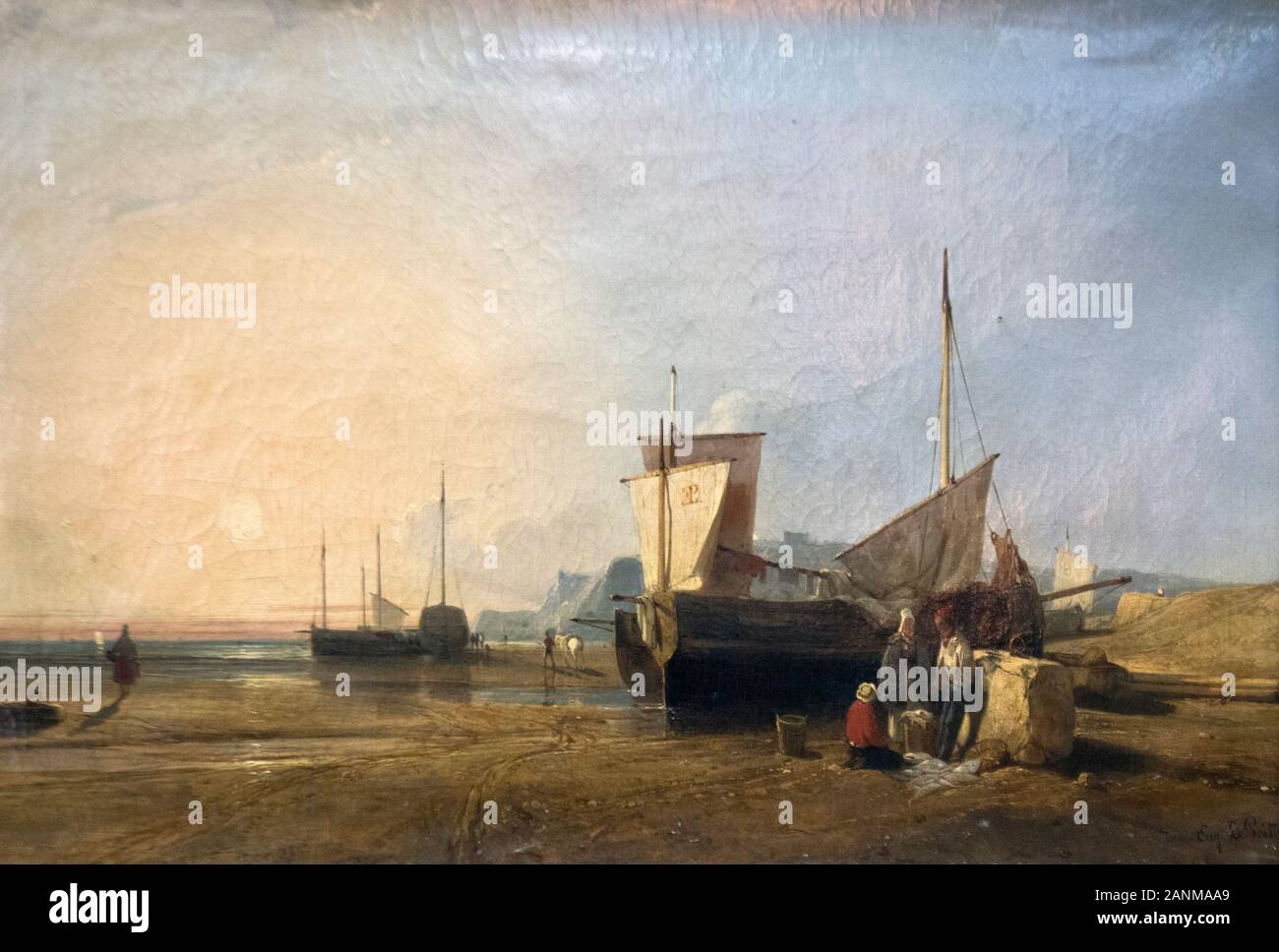 Eugène Lepoittevin: 'Fischerboote am Ufer' Stockfoto
