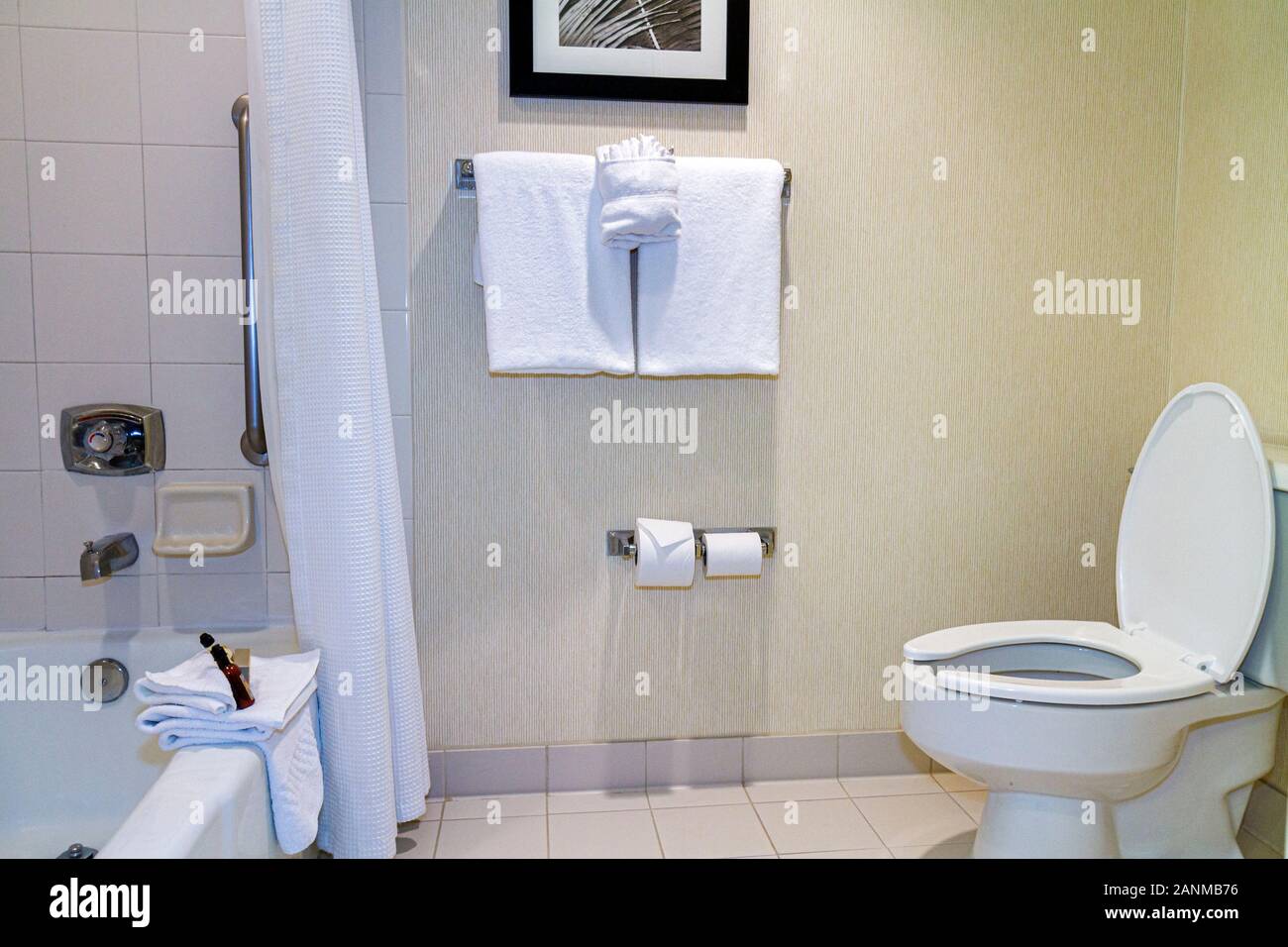 Boca Raton Florida, Palm Beach County, Marriott Boca Raton, Hotel, Gästezimmer, Badezimmer, Handtücher, Toilette, Badewanne, FL100731012 Stockfoto